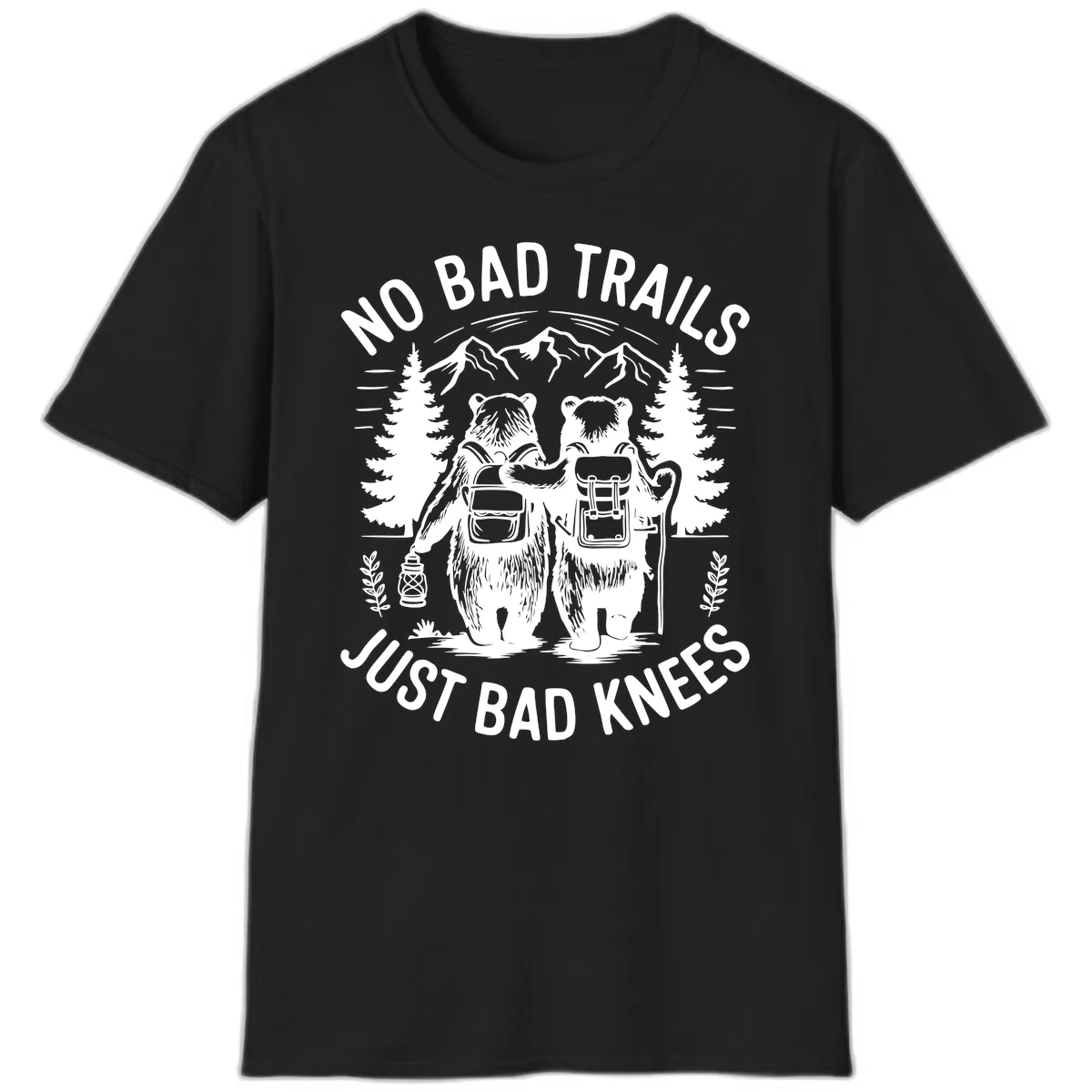 No Bad Trails Just Bad Knees T-Shirt in Black