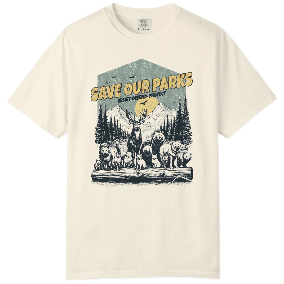 Save Our Parks Resist Defend Protect Comfort Color in Ivory