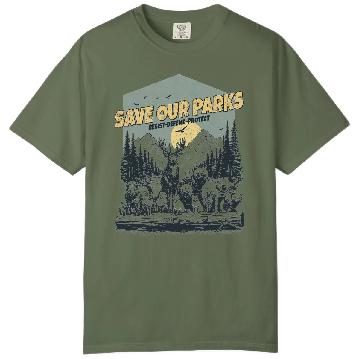 Save Our Parks Resist Defend Protect Comfort Color in Sage