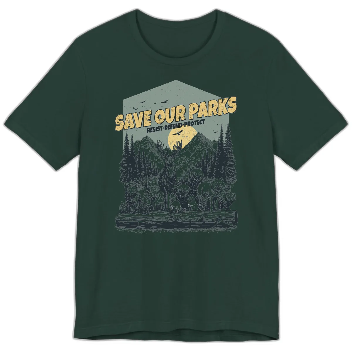 Save Our Parks Resist Defend Protect Premium T-Shirt in Forest