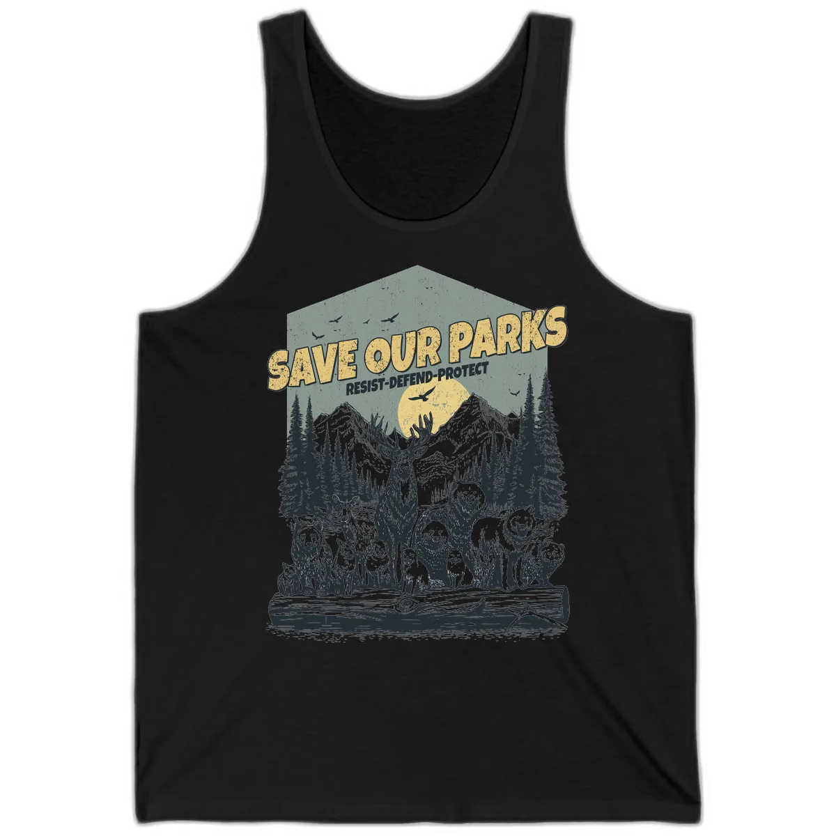 Save Our Parks Resist Defend Protect Tank in Black