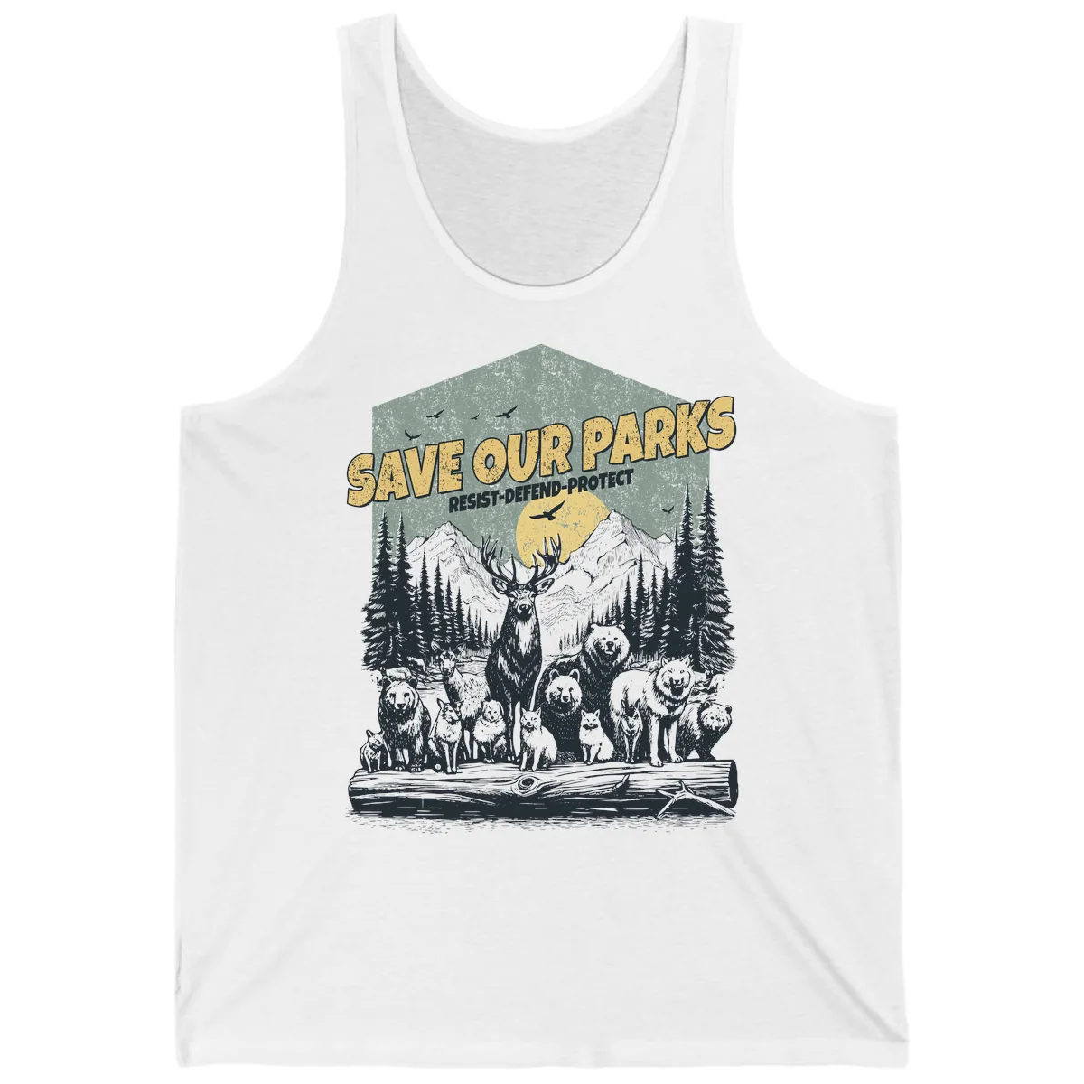 Save Our Parks Resist Defend Protect Tank in White