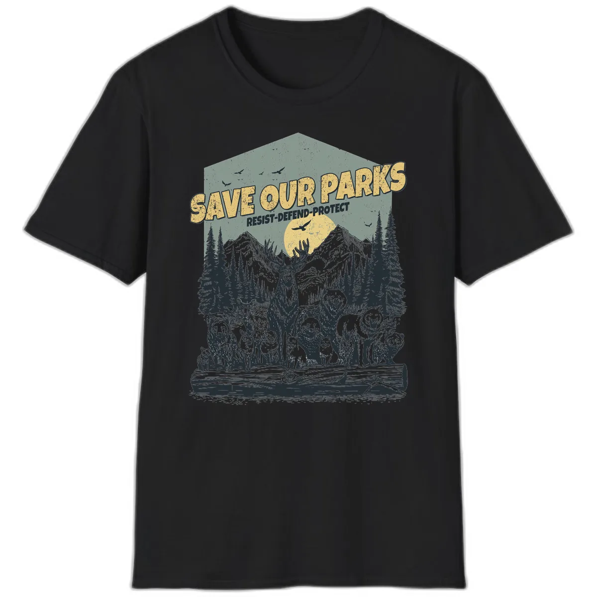 Save Our Parks Resist Defend Protect T-Shirt in Black