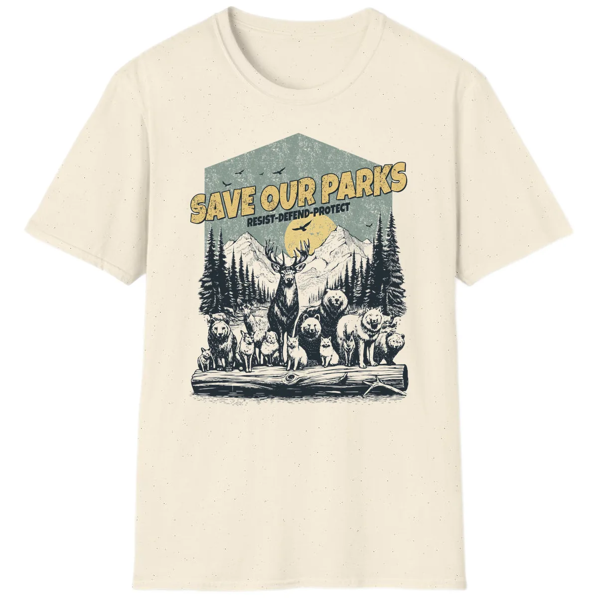 Save Our Parks Resist Defend Protect T-Shirt in Natural