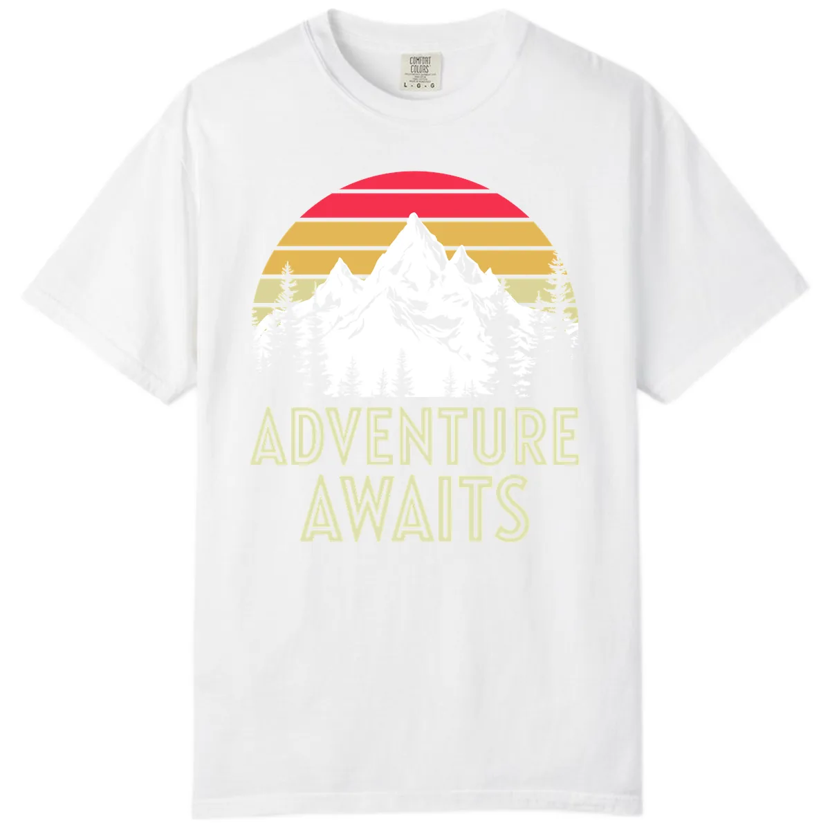 Adventure Awaits Mountain Sunset Comfort Color in White