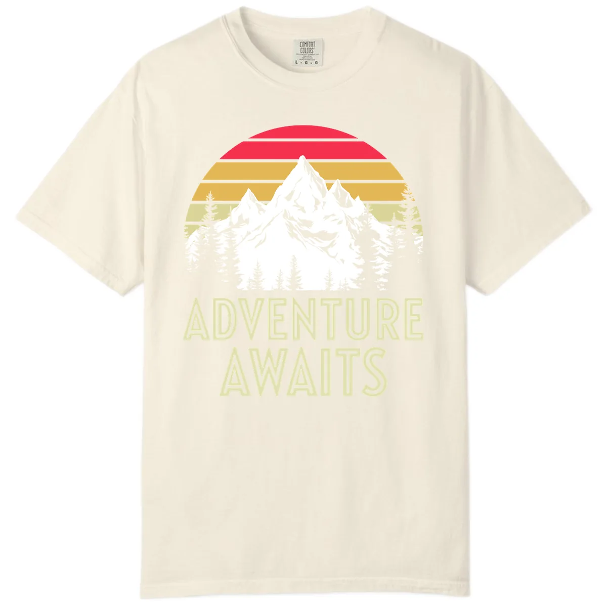 Adventure Awaits Mountain Sunset Comfort Color in Ivory