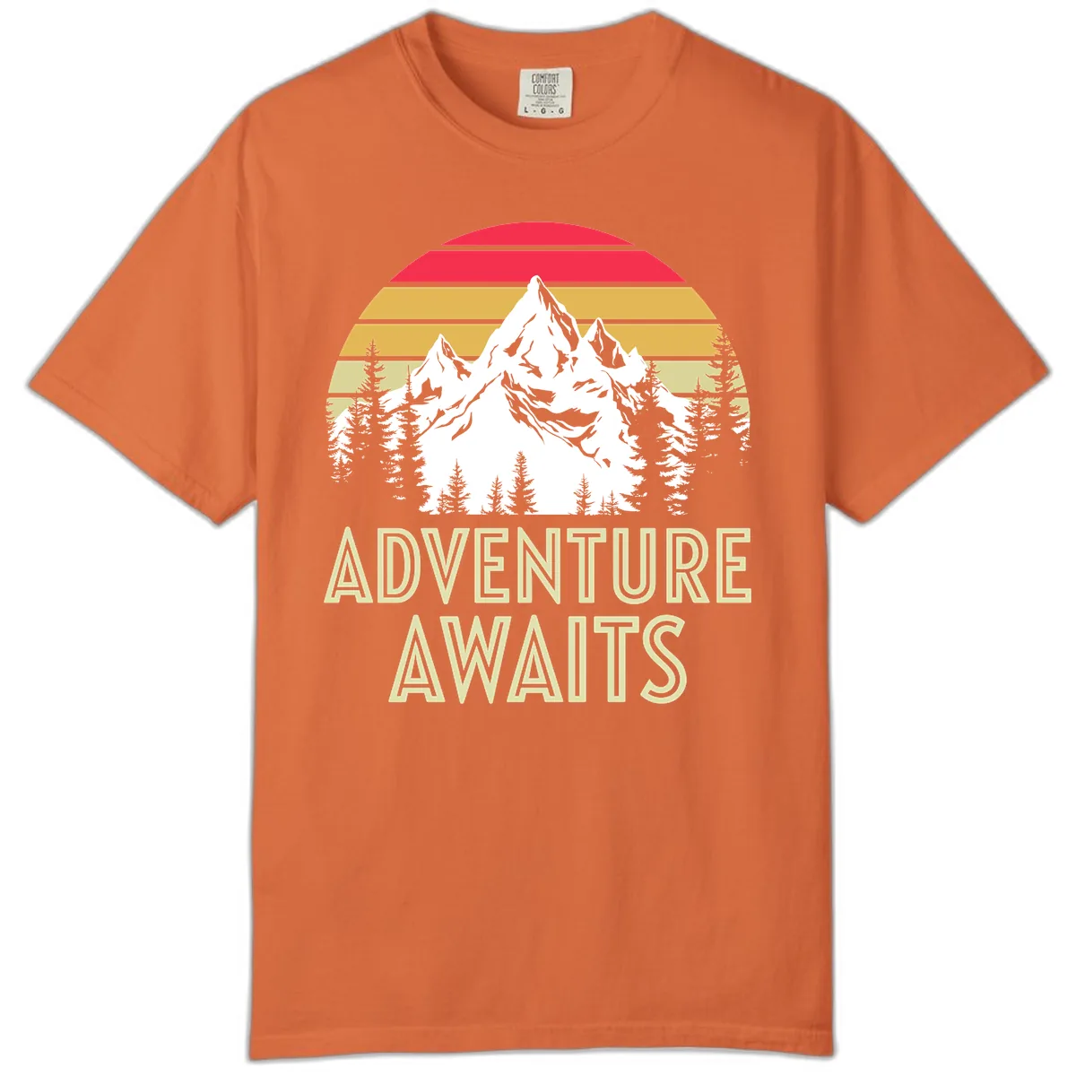 Adventure Awaits Mountain Sunset Comfort Color in Burnt Orange