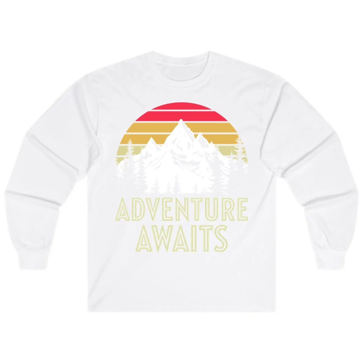 Adventure Awaits Mountain Sunset Long Sleeve in White