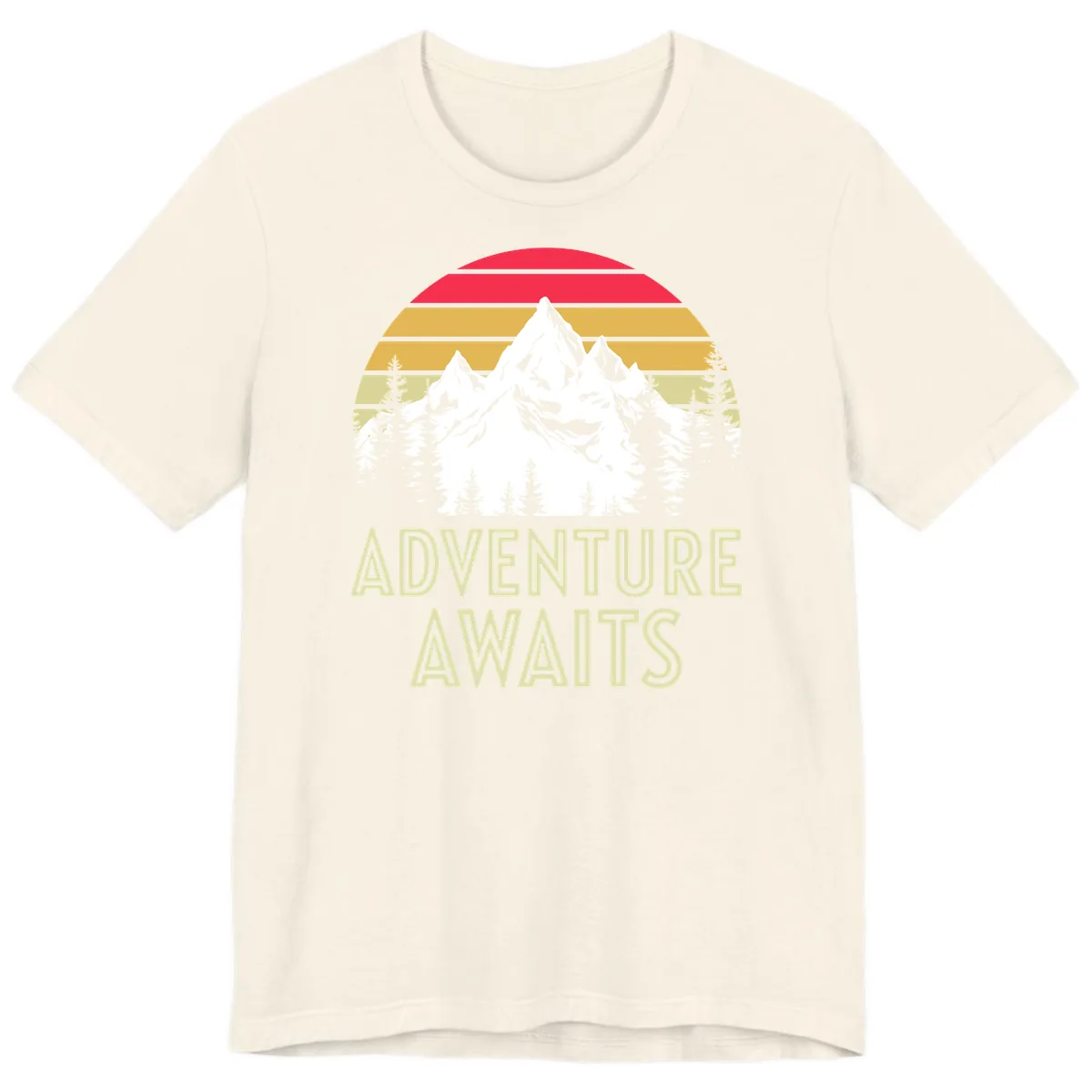 Adventure Awaits Mountain Sunset Premium T-Shirt in Natural