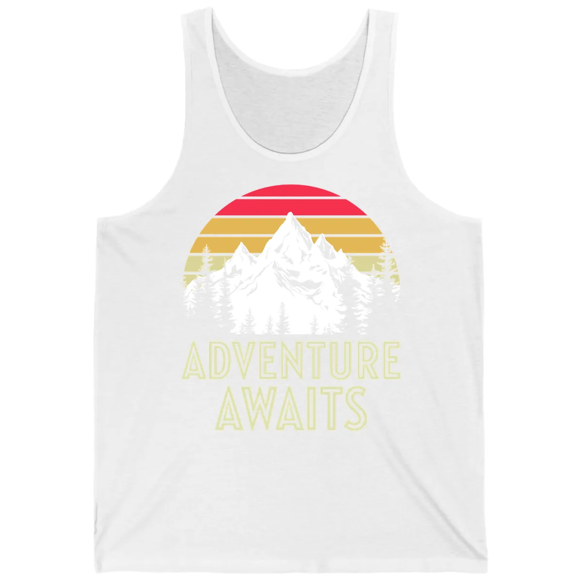 Adventure Awaits Mountain Sunset Tank in White