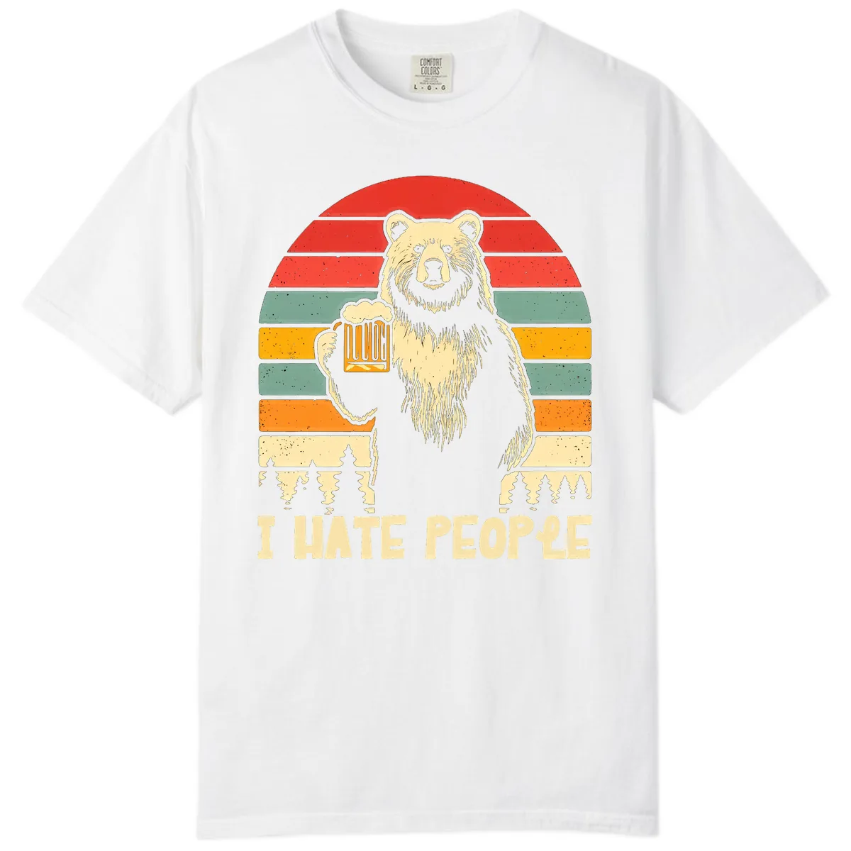 Bear Hates People Retro Camping Comfort Color in White