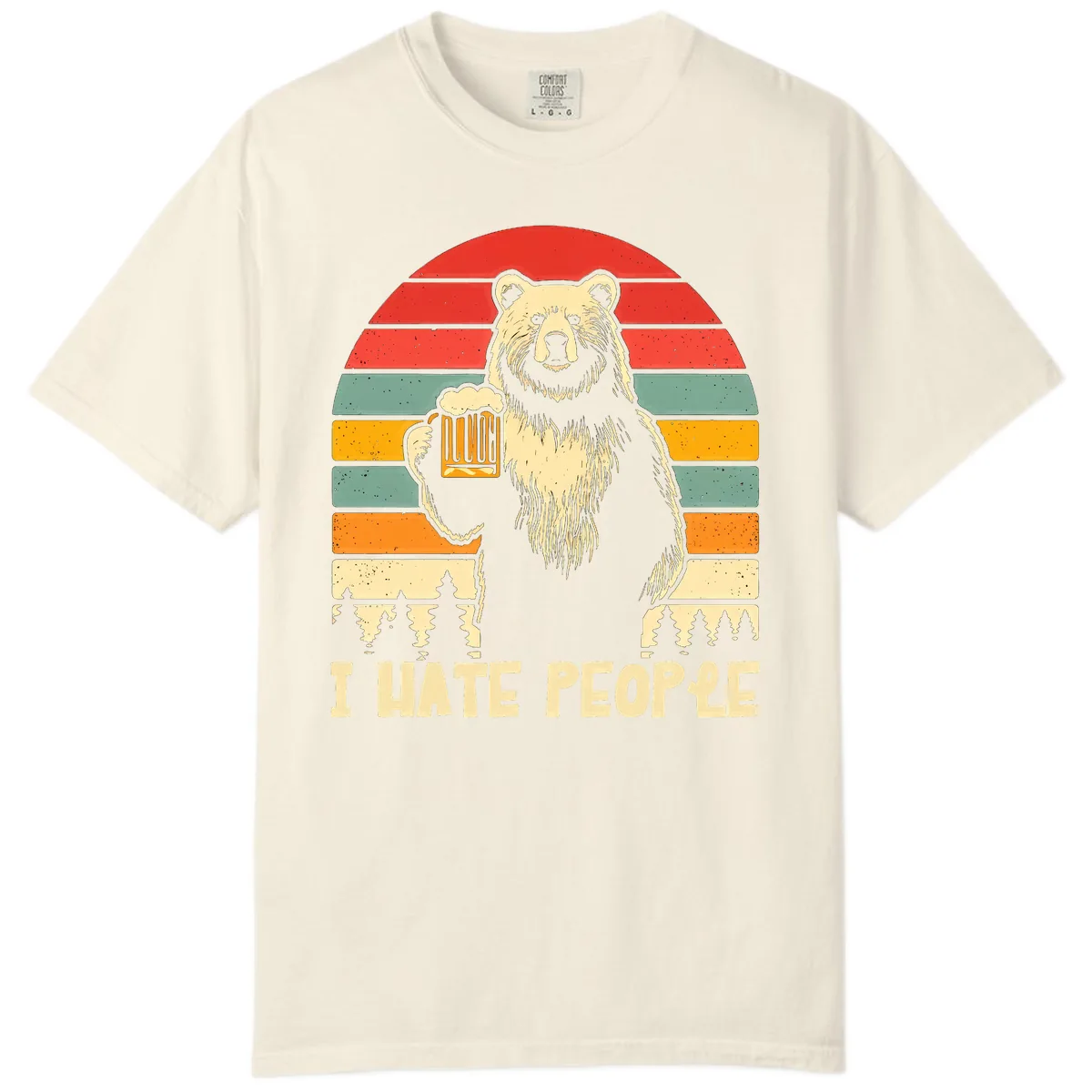 Bear Hates People Retro Camping Comfort Color in Ivory