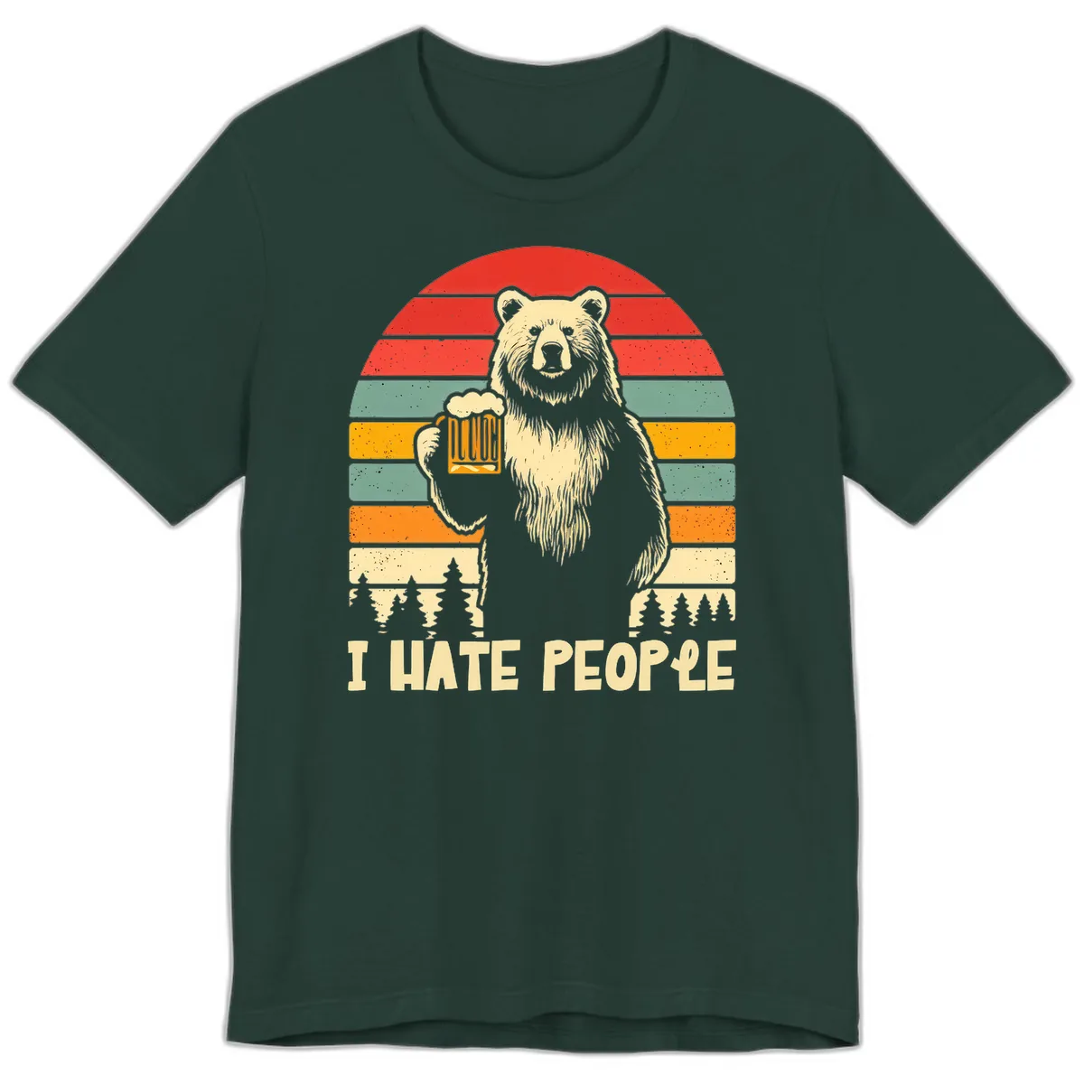 Bear Hates People Retro Camping Premium T-Shirt in Forest
