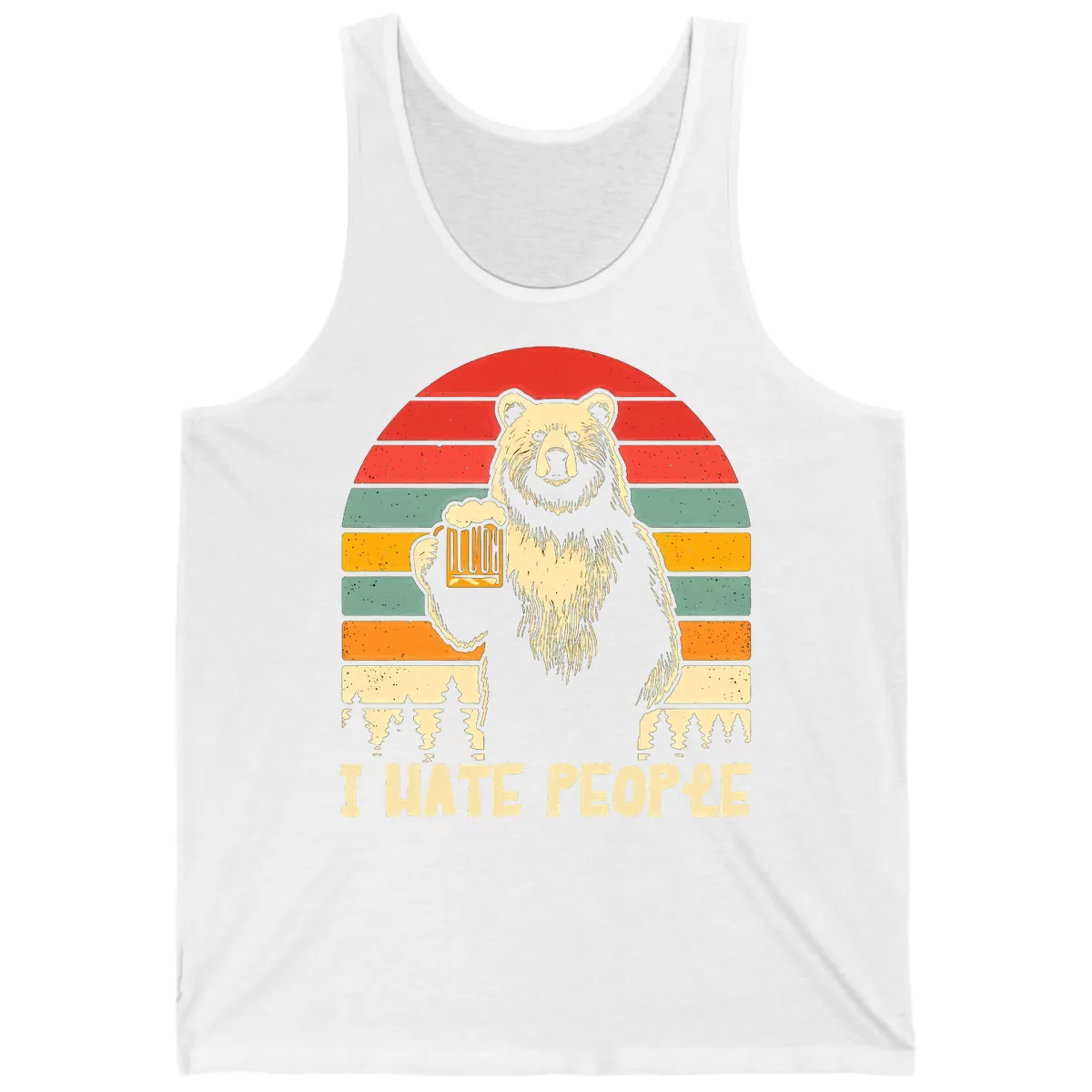 Bear Hates People Retro Camping Tank in White