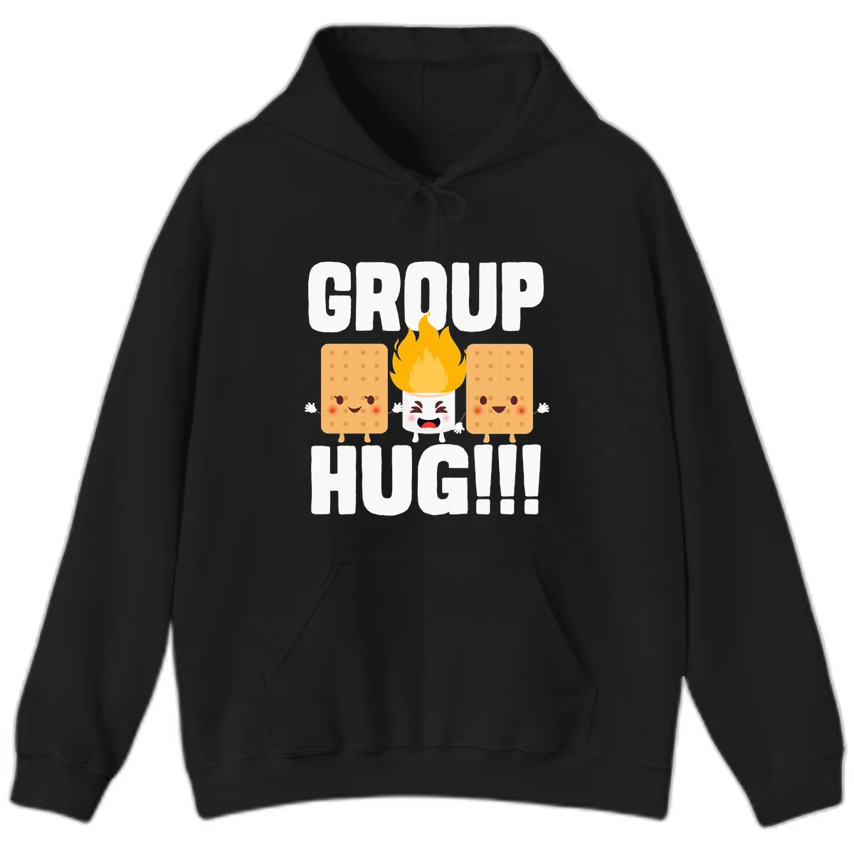 Group Hug S'mores Campfire Hoodie in Black