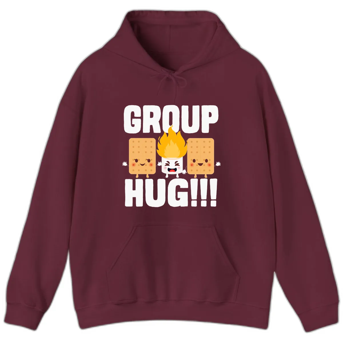 Group Hug S'mores Campfire Hoodie in Maroon