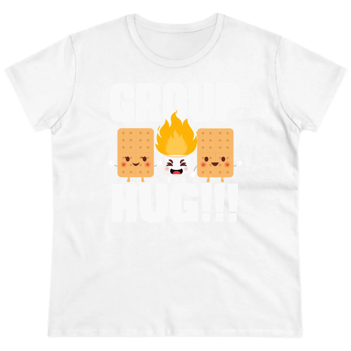 Group Hug S'mores Campfire Ladies Tee in White