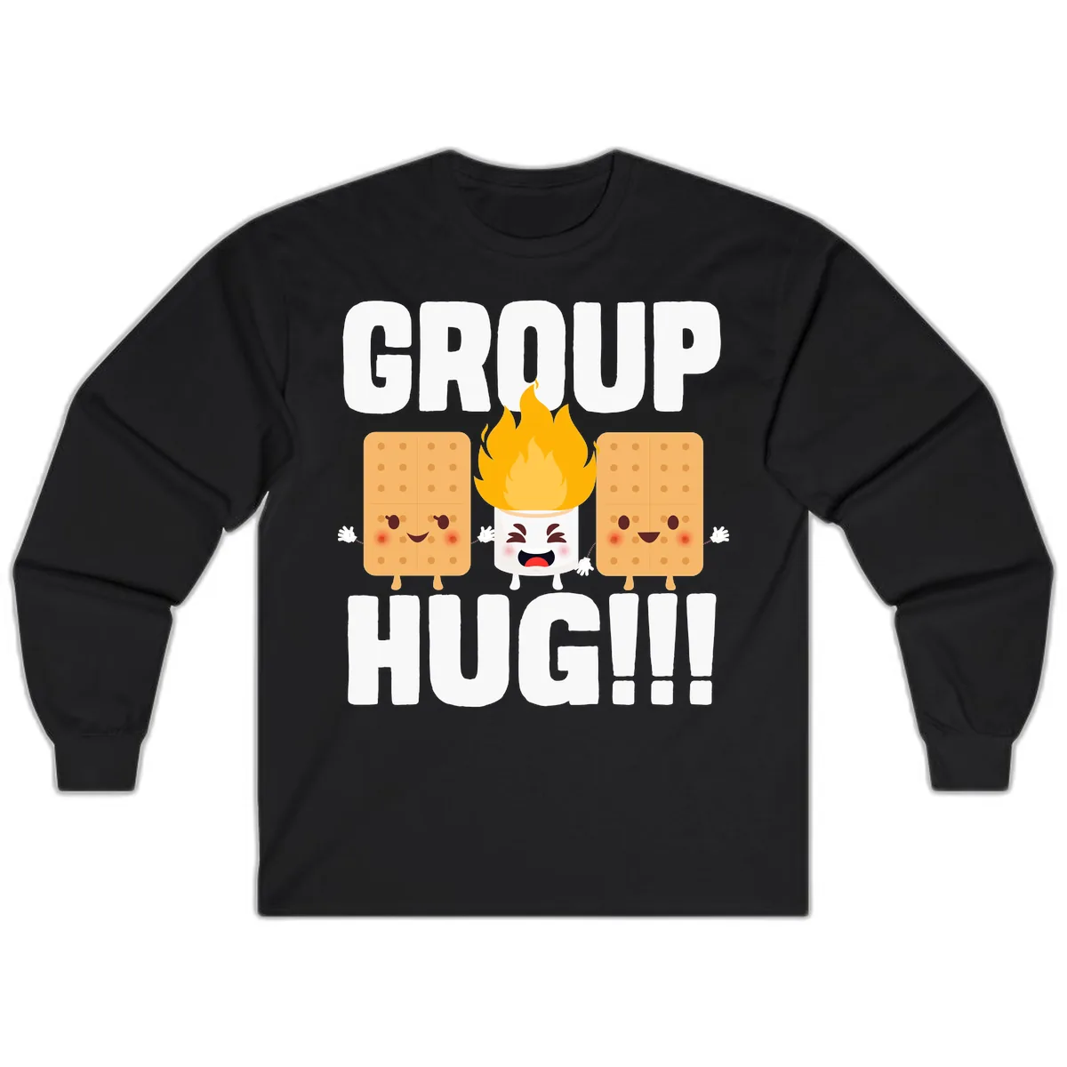 Group Hug S'mores Campfire Long Sleeve in Black