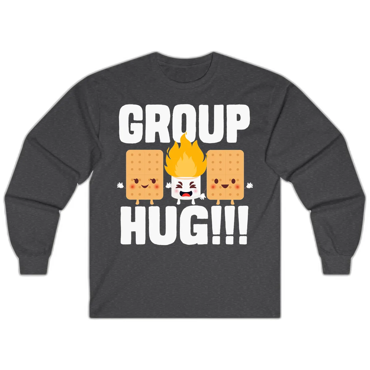 Group Hug S'mores Campfire Long Sleeve in Dark Heather