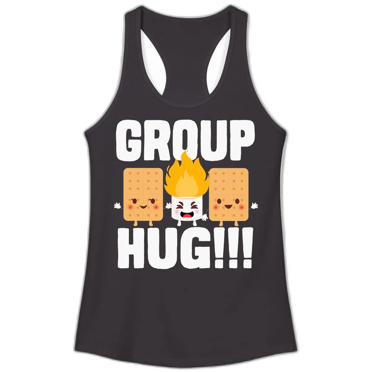 Group Hug S'mores Campfire Ladies Tank in Black