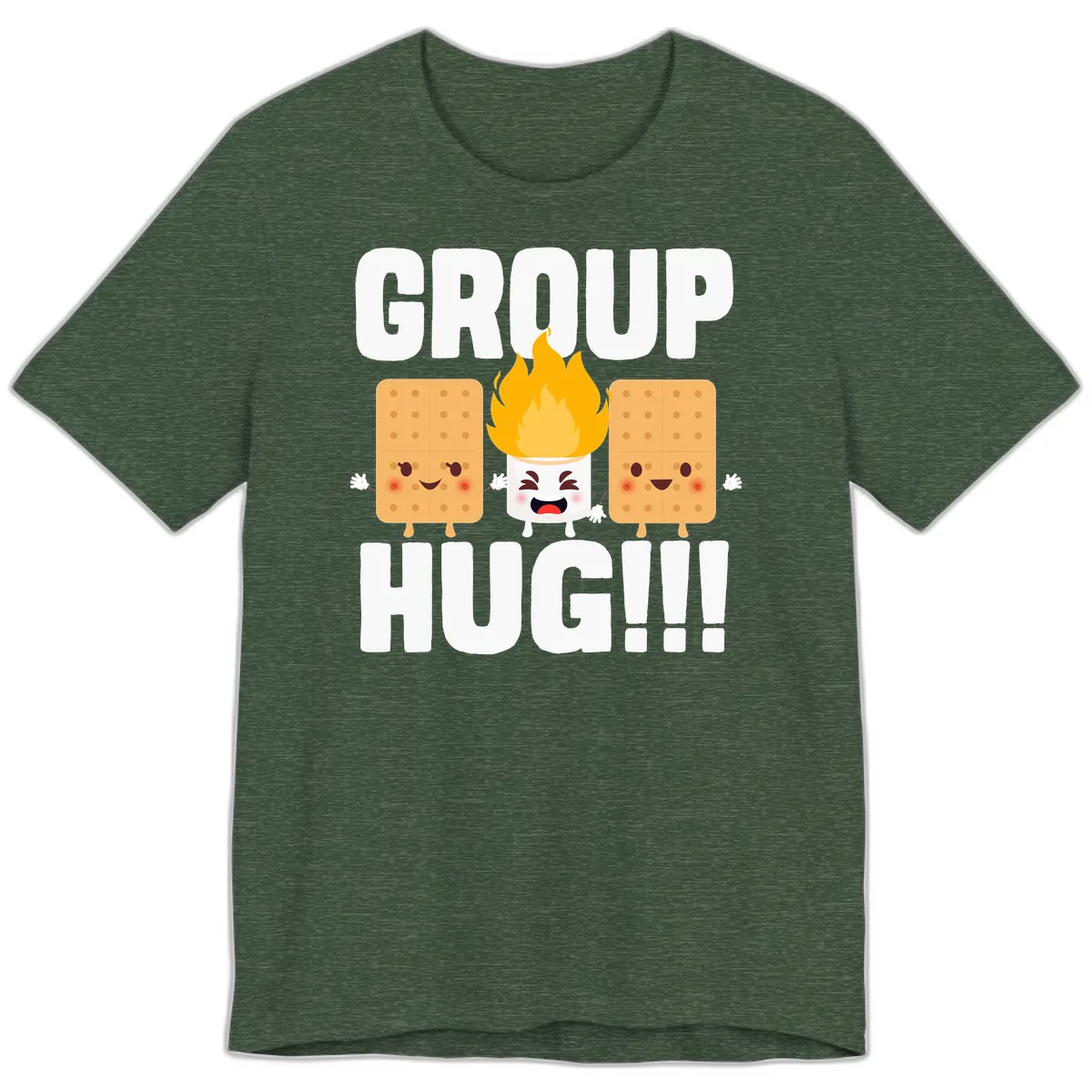 Group Hug S'mores Campfire Premium T-Shirt in Heather Forest