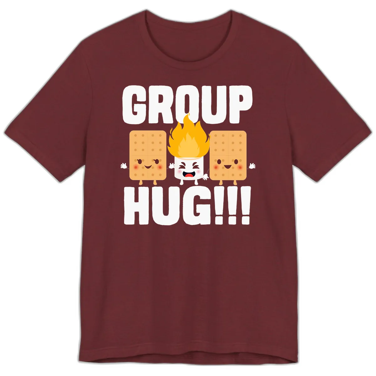 Group Hug S'mores Campfire Premium T-Shirt in Heather Cardinal