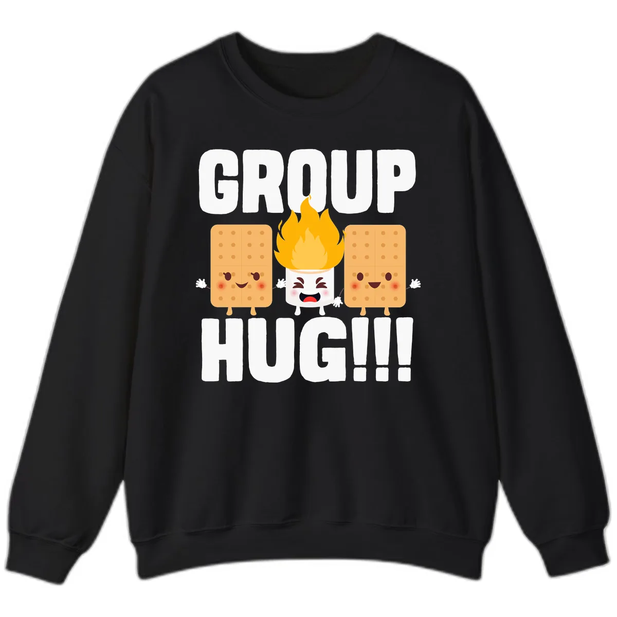 Group Hug S'mores Campfire Sweatshirt in Black