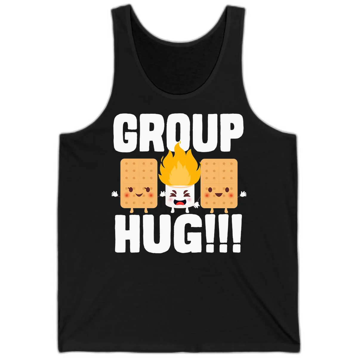 Group Hug S'mores Campfire Tank in Black