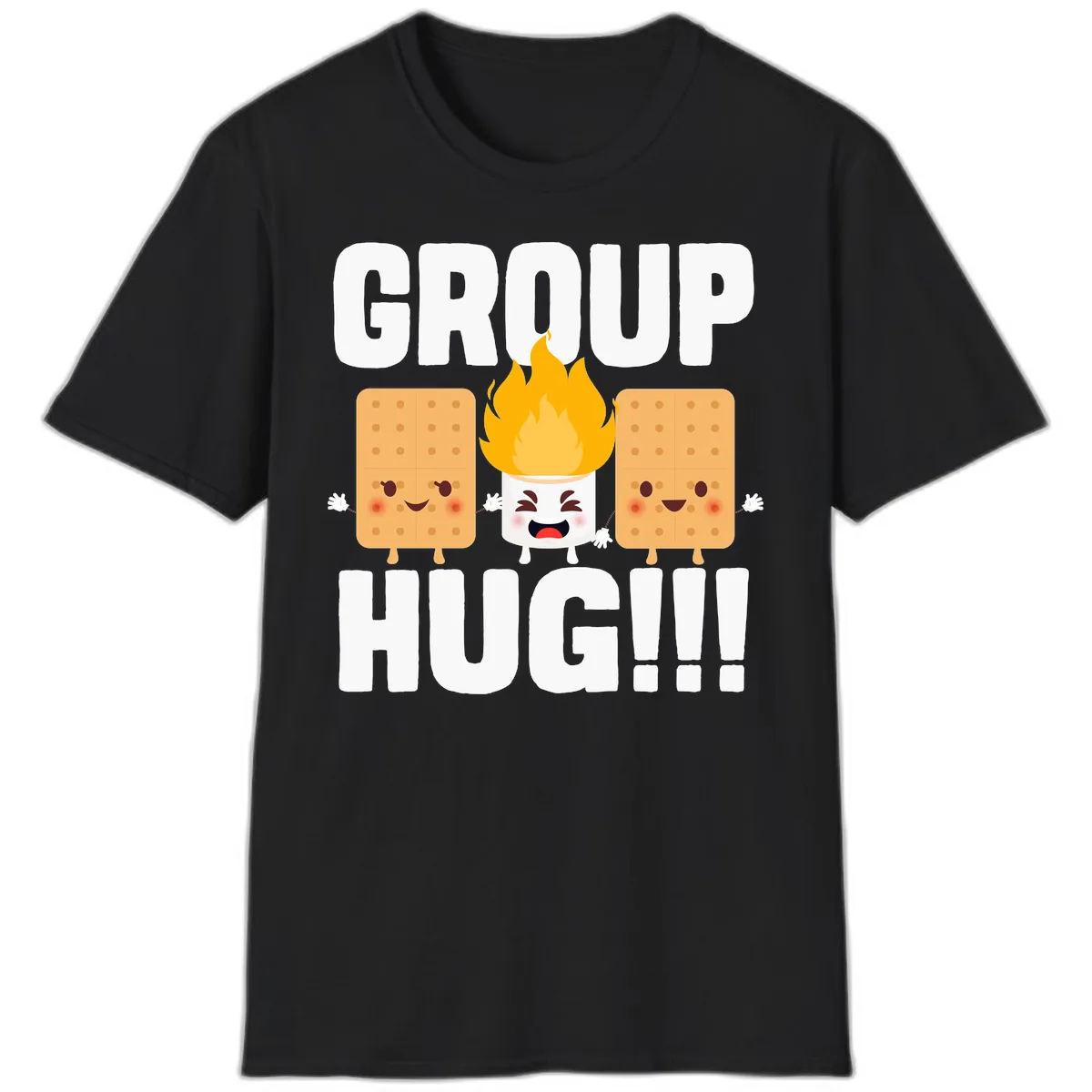 Group Hug S'mores Campfire T-Shirt in Black