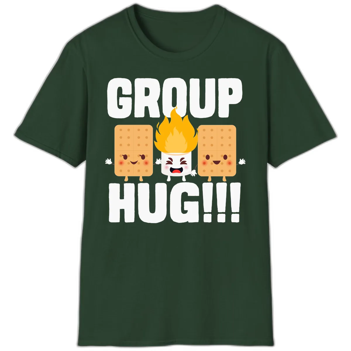 Group Hug S'mores Campfire T-Shirt in Forest Green