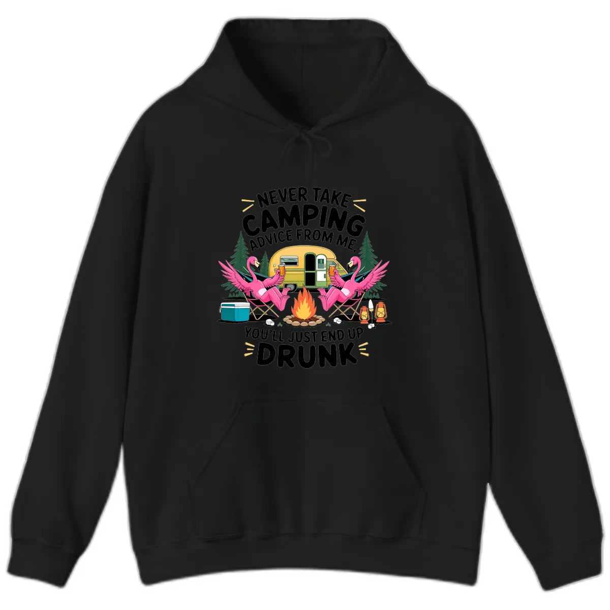 Never Take Camping Advice From Me Hoodie in Black