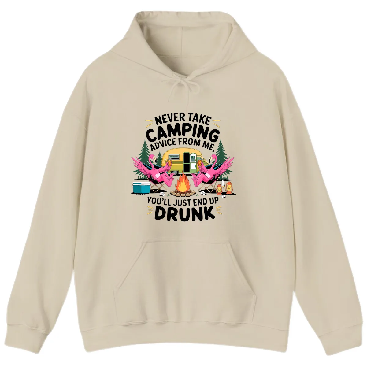 Never Take Camping Advice From Me Hoodie in Sand