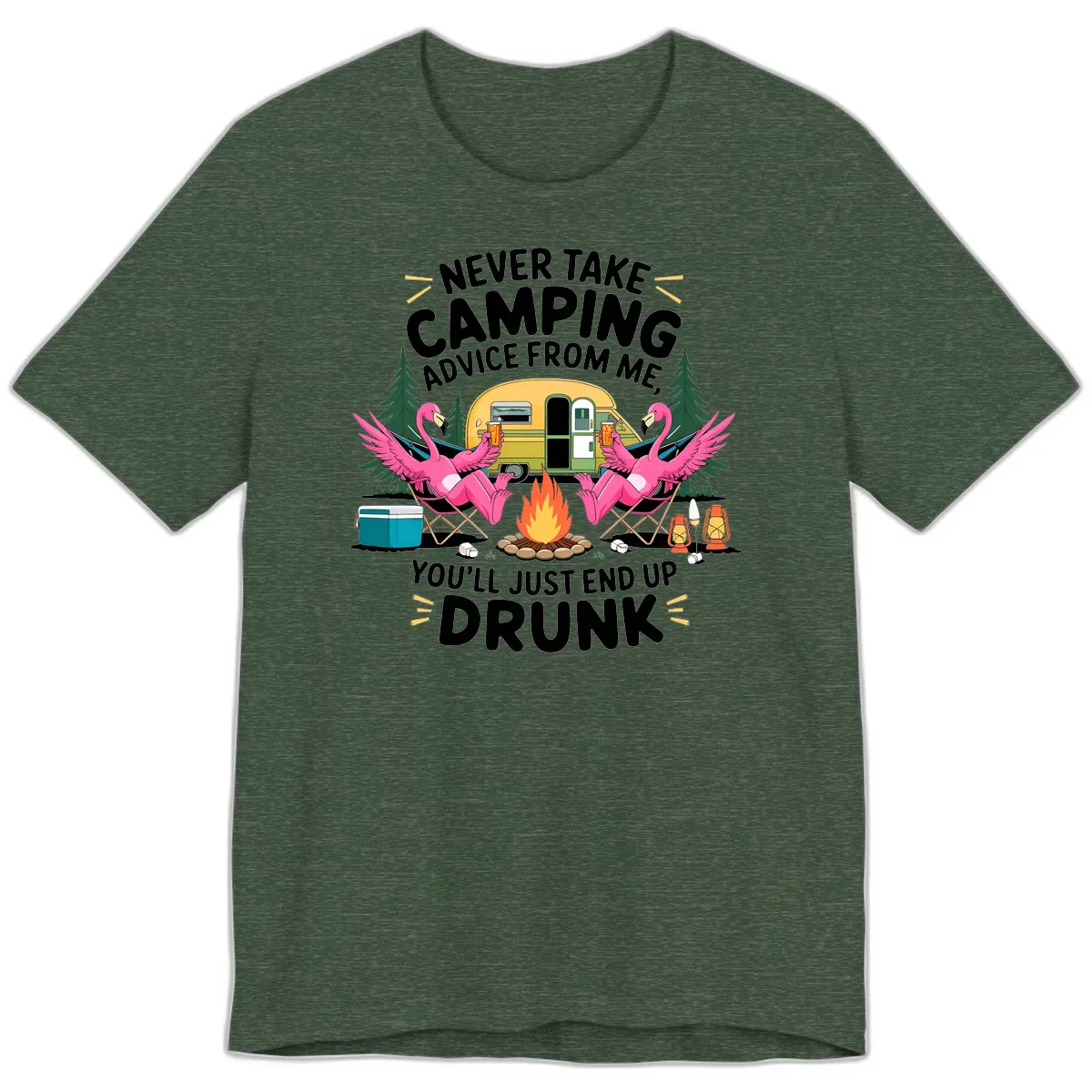 Never Take Camping Advice From Me Premium T-Shirt in Heather Forest