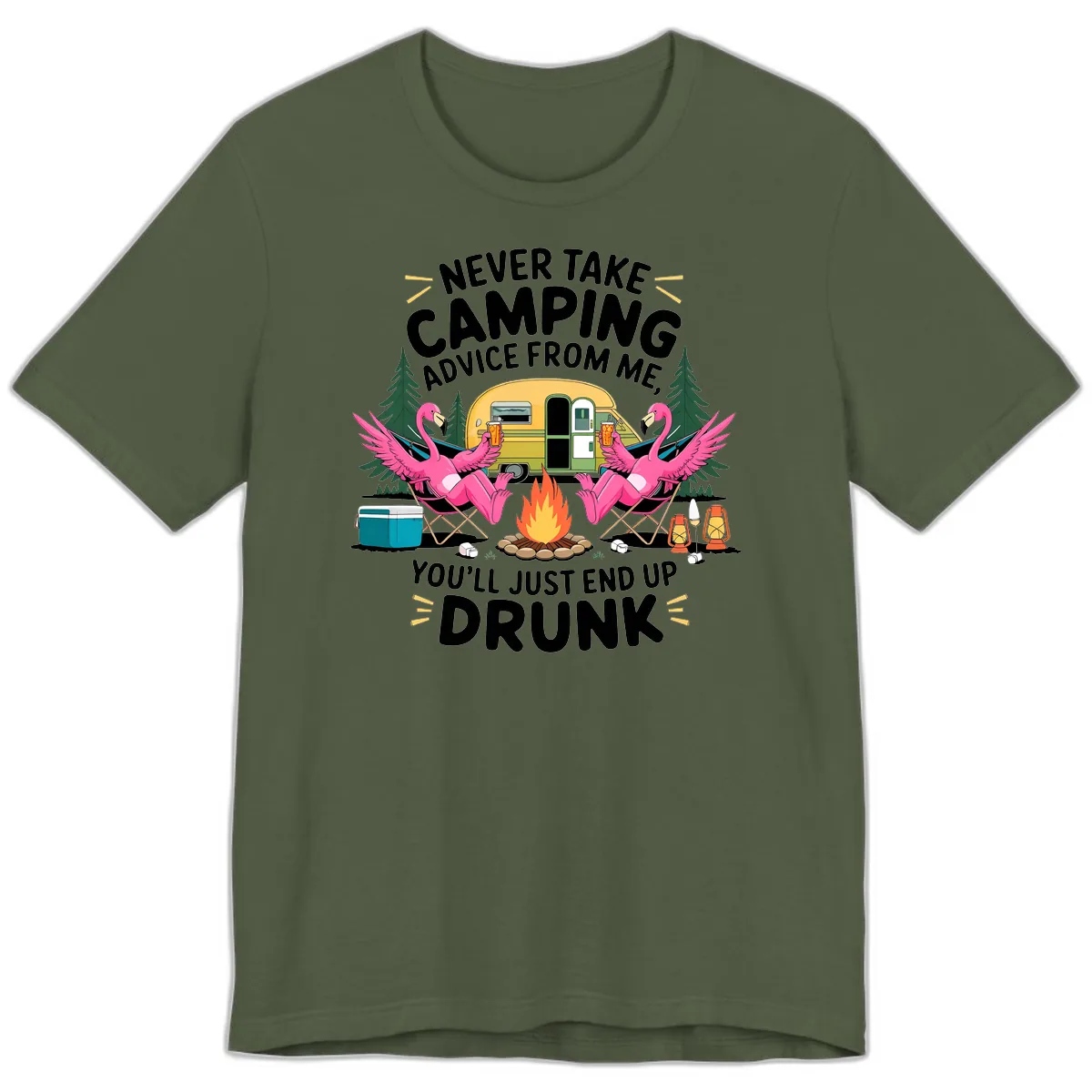 Never Take Camping Advice From Me Premium T-Shirt in Military Green
