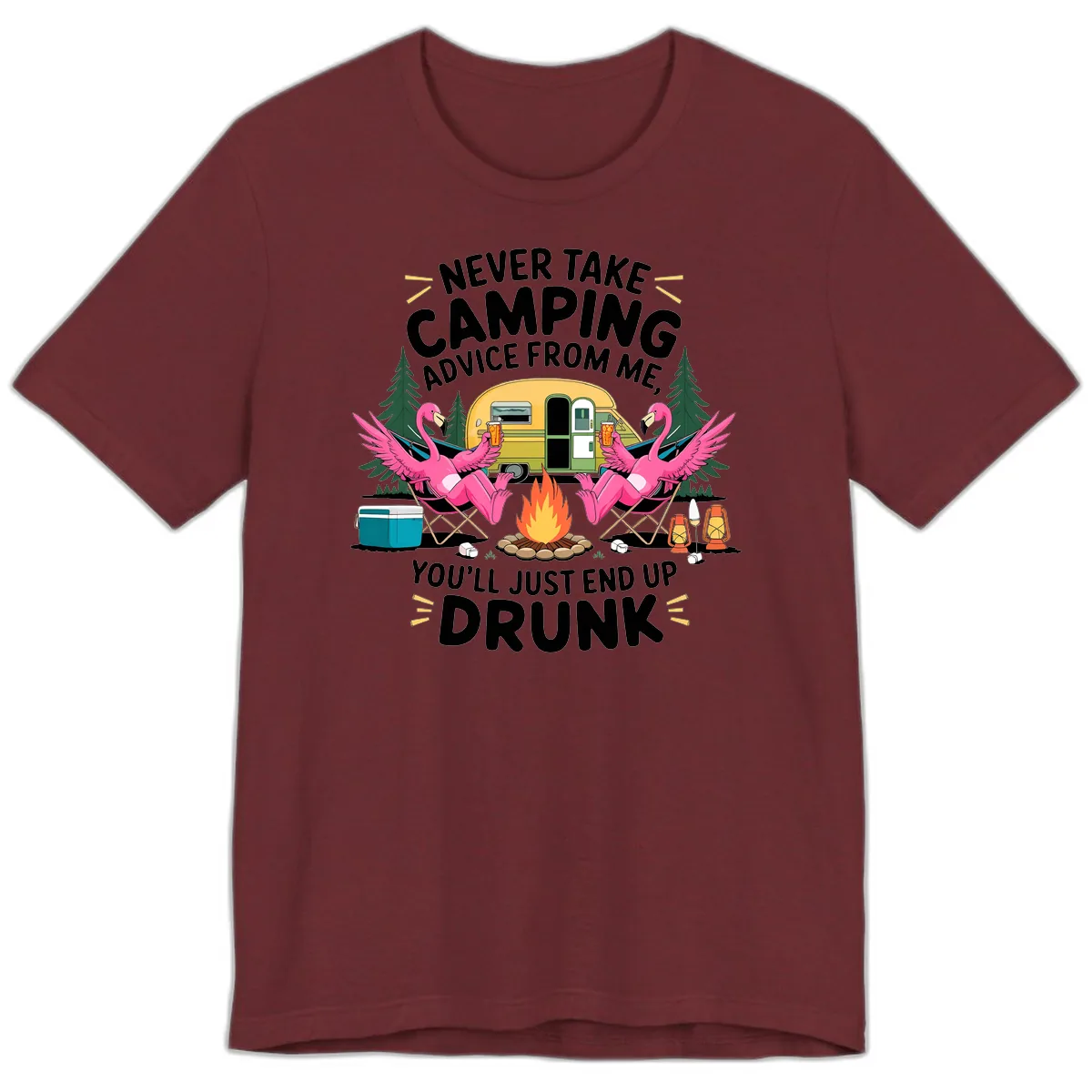 Never Take Camping Advice From Me Premium T-Shirt in Heather Cardinal