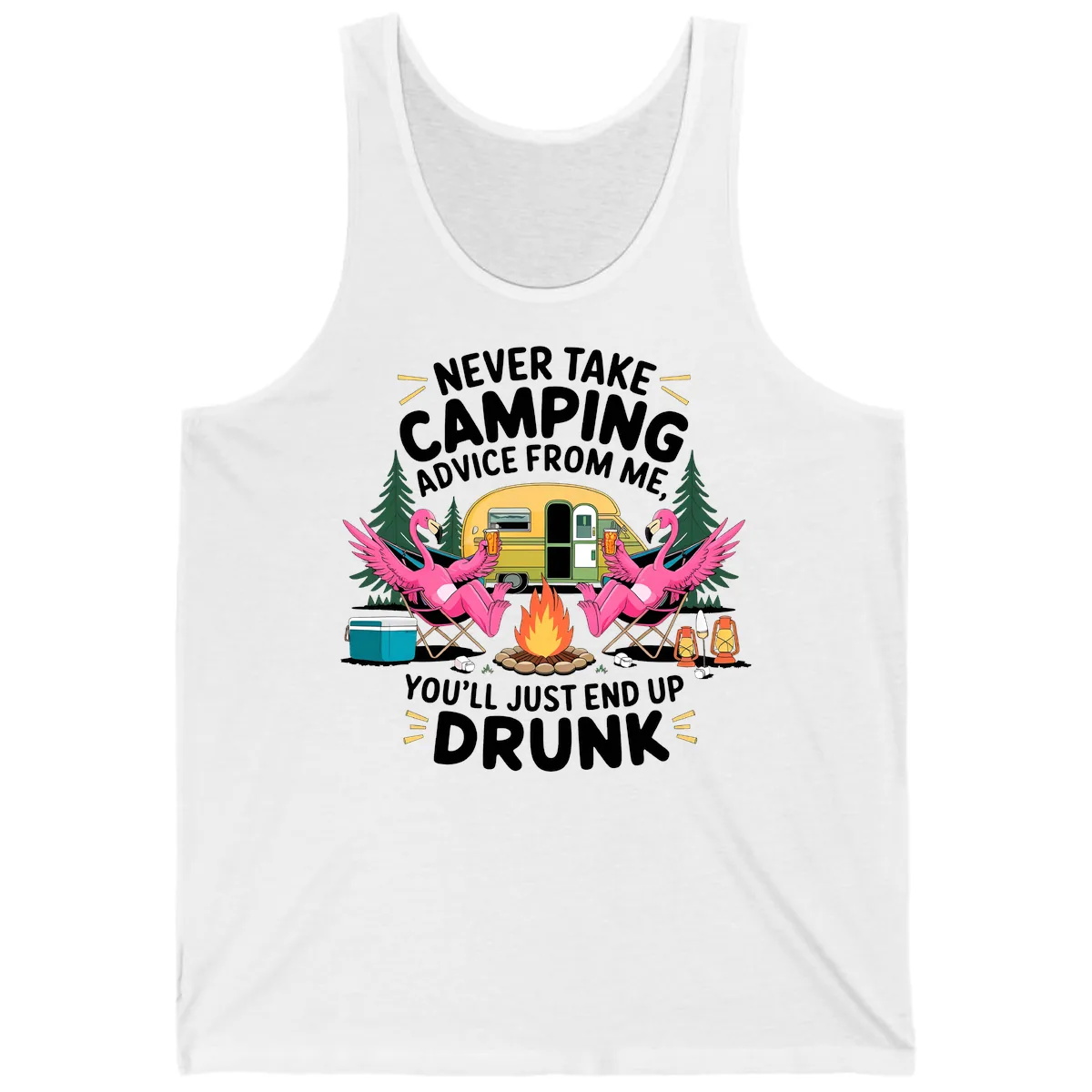 Never Take Camping Advice From Me Tank in White