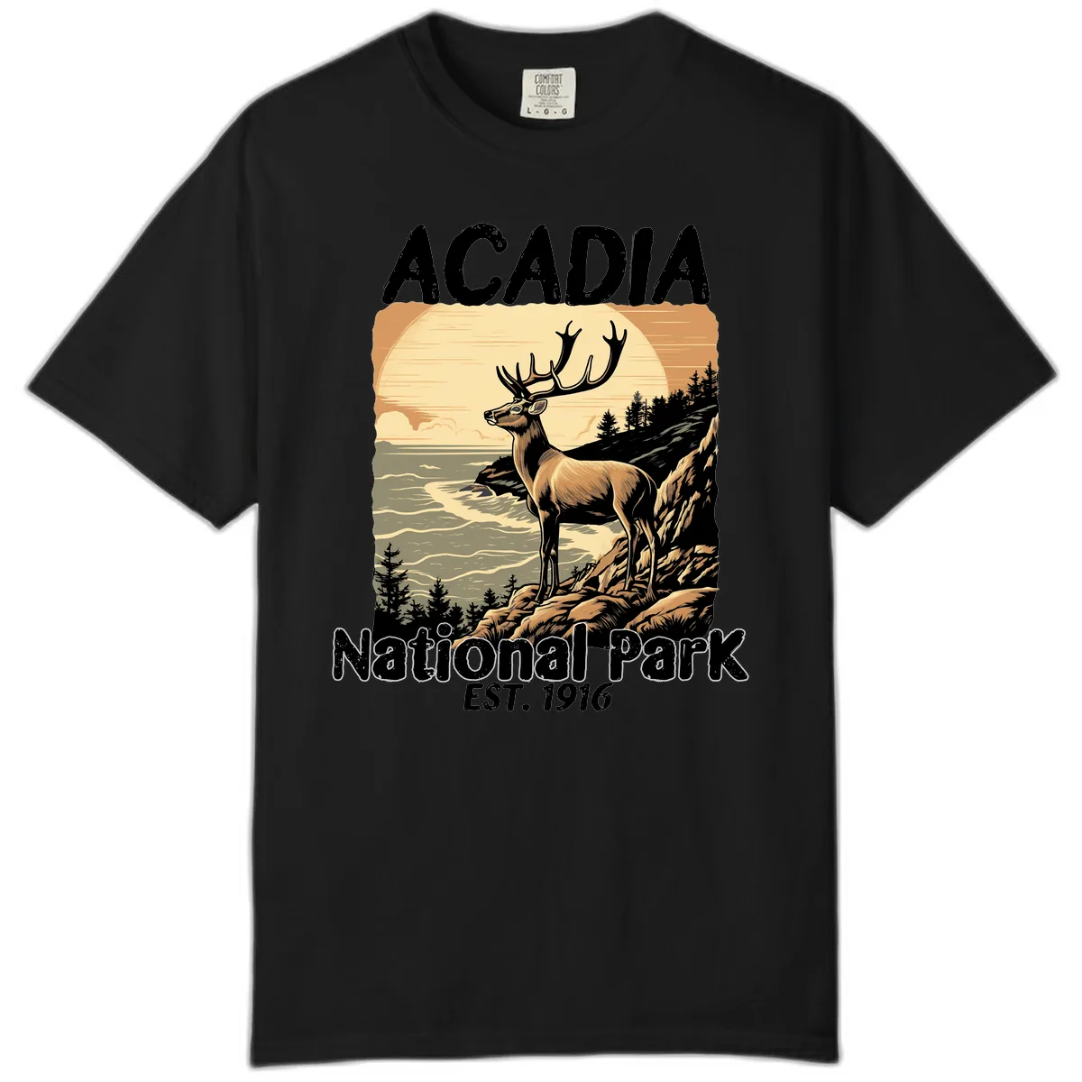 Acadia National Park Deer Scenic Comfort Color in Black