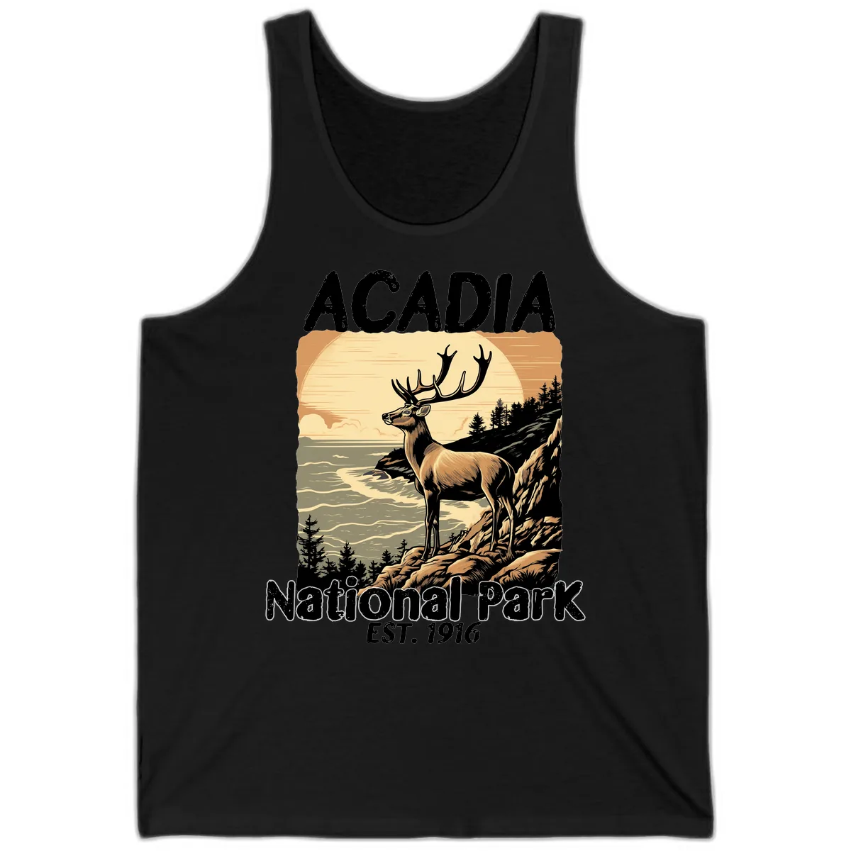 Acadia National Park Deer Scenic Tank in Black