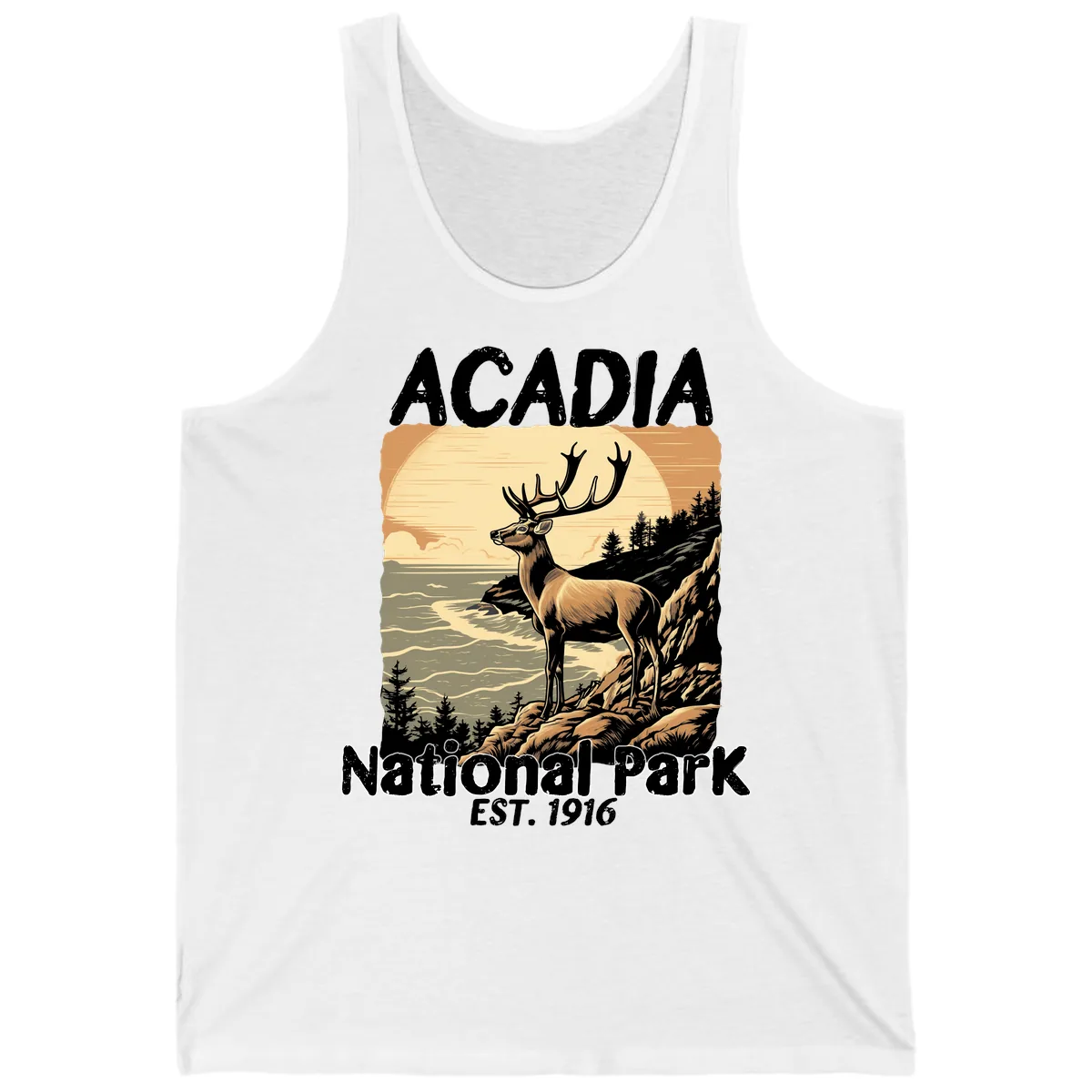 Acadia National Park Deer Scenic Tank in White