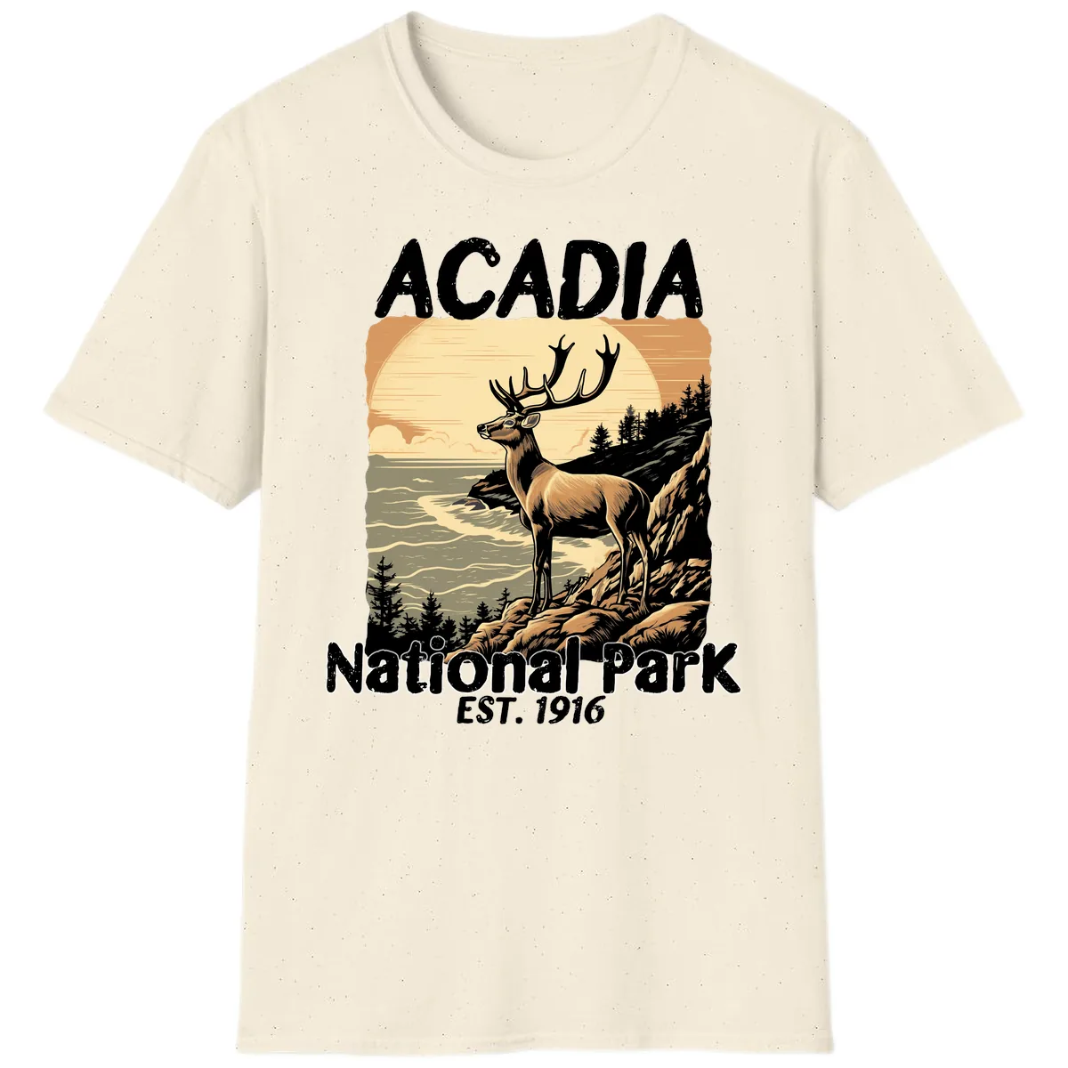 Acadia National Park Deer Scenic T-Shirt in Natural