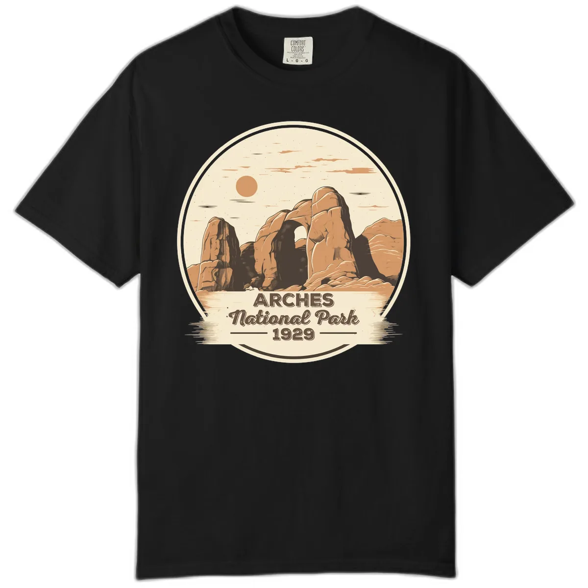 Arches National Park 1929 Badge Comfort Color in Black