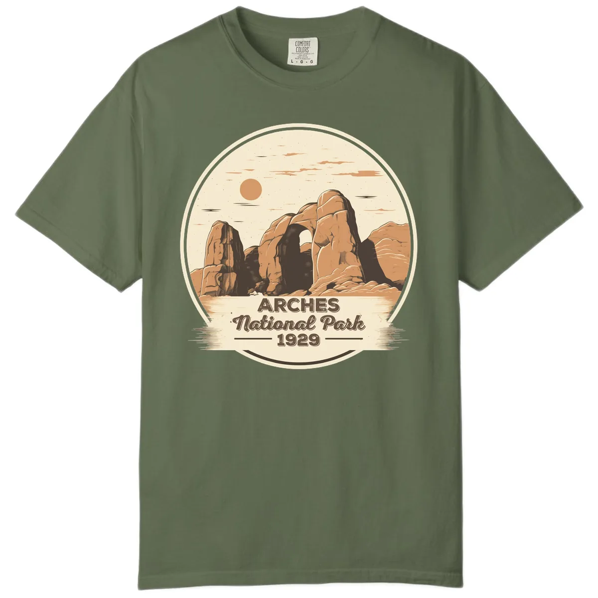 Arches National Park 1929 Badge Comfort Color in Sage