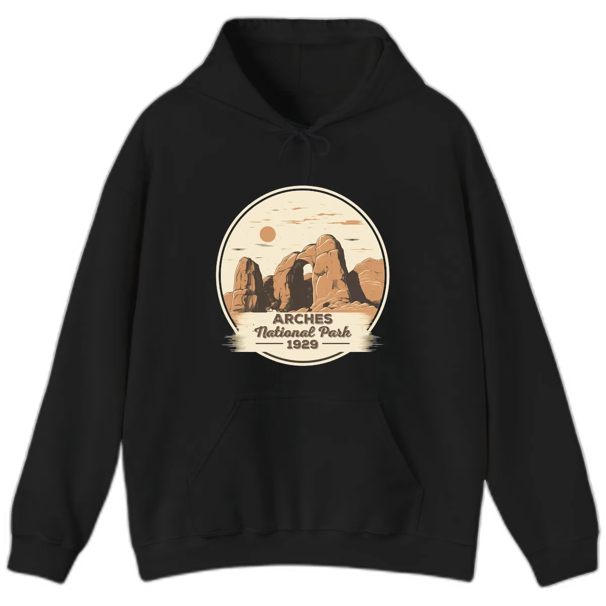 Arches National Park 1929 Badge Hoodie in Black