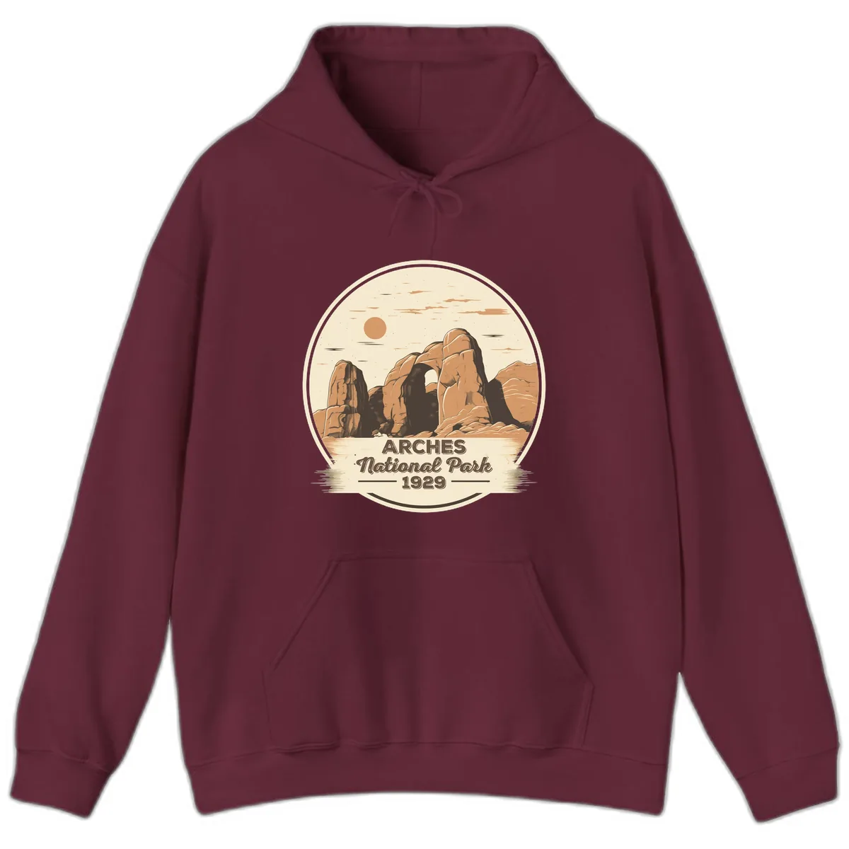 Arches National Park 1929 Badge Hoodie in Maroon