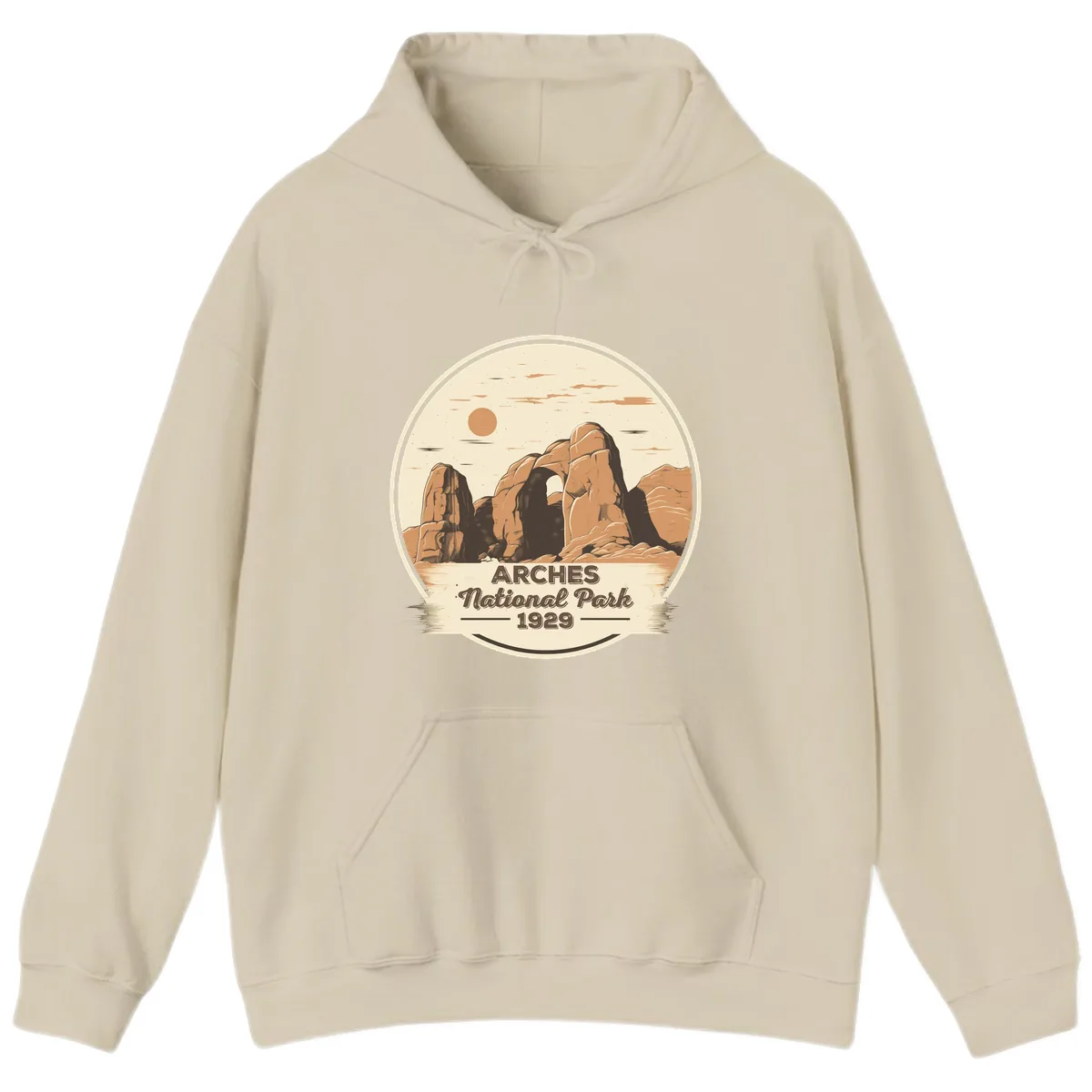 Arches National Park 1929 Badge Hoodie in Sand