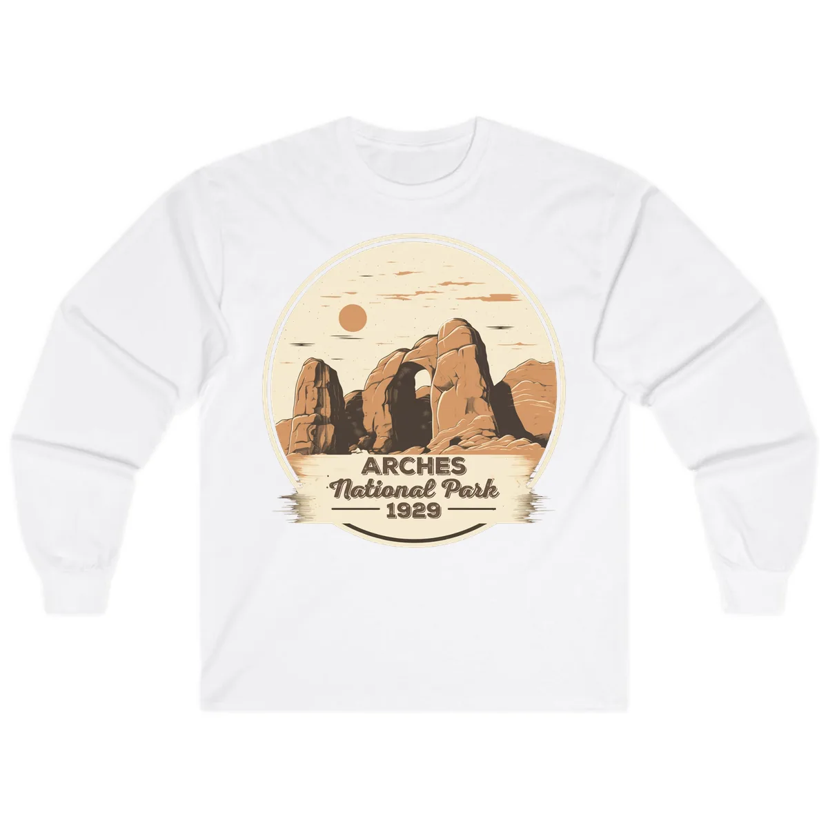 Arches National Park 1929 Badge Long Sleeve in White