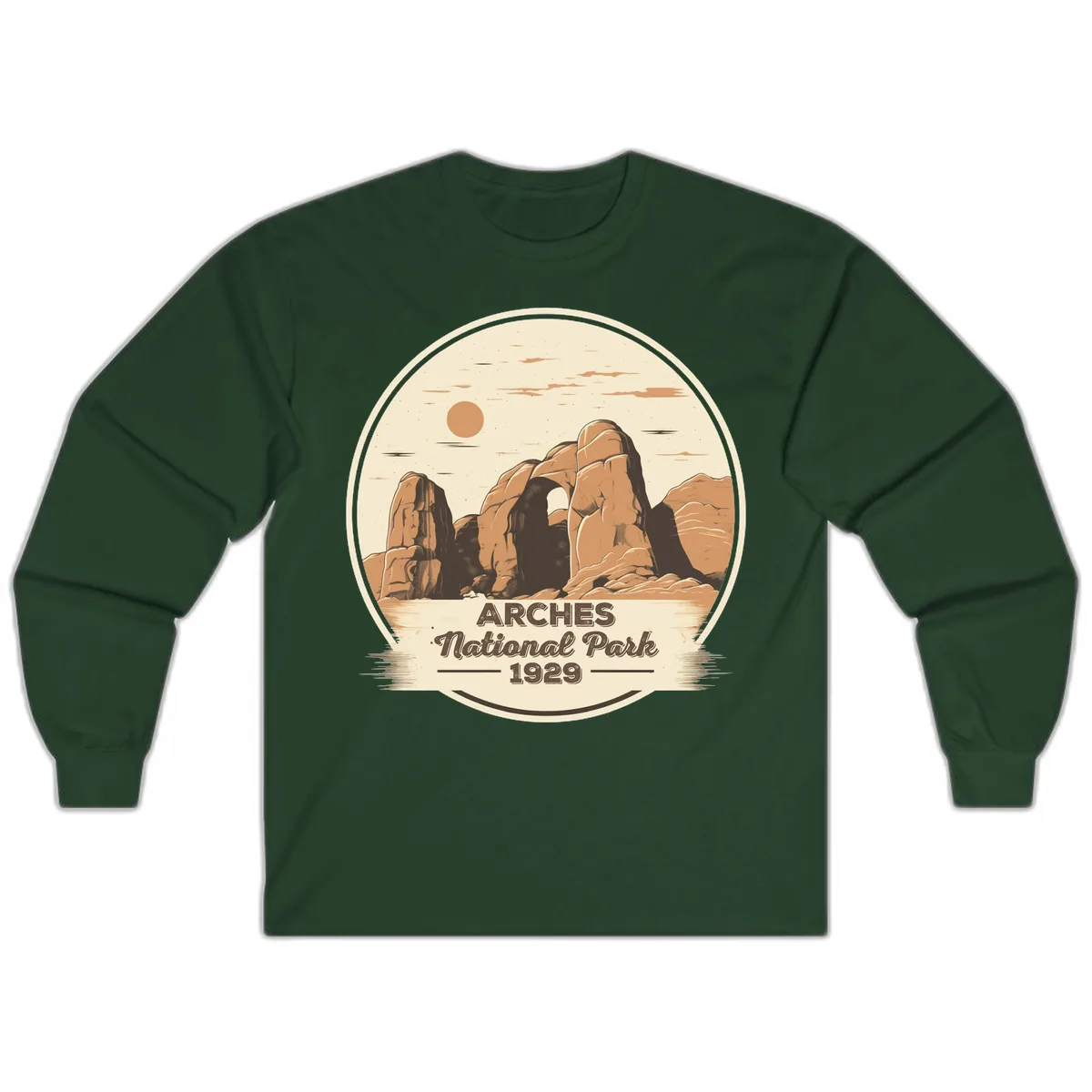 Arches National Park 1929 Badge Long Sleeve in Forest Green