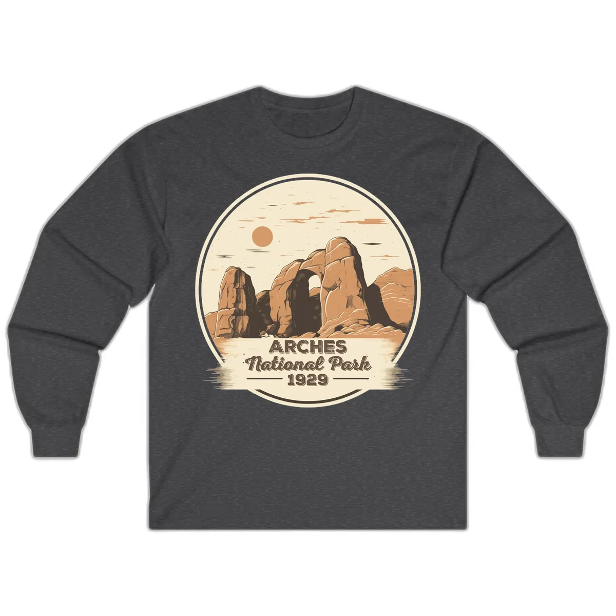 Arches National Park 1929 Badge Long Sleeve in Dark Heather