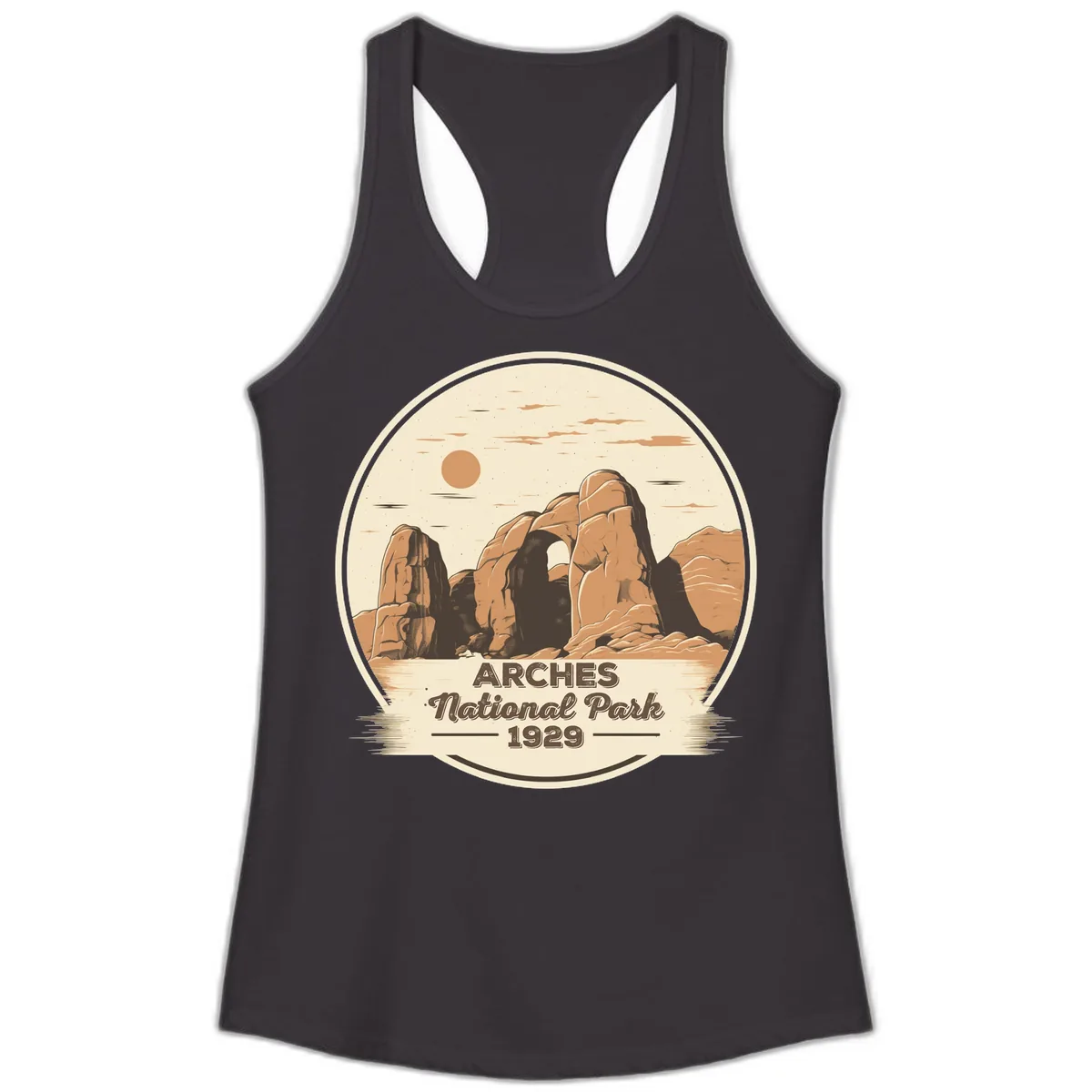 Arches National Park 1929 Badge Ladies Tank in Black