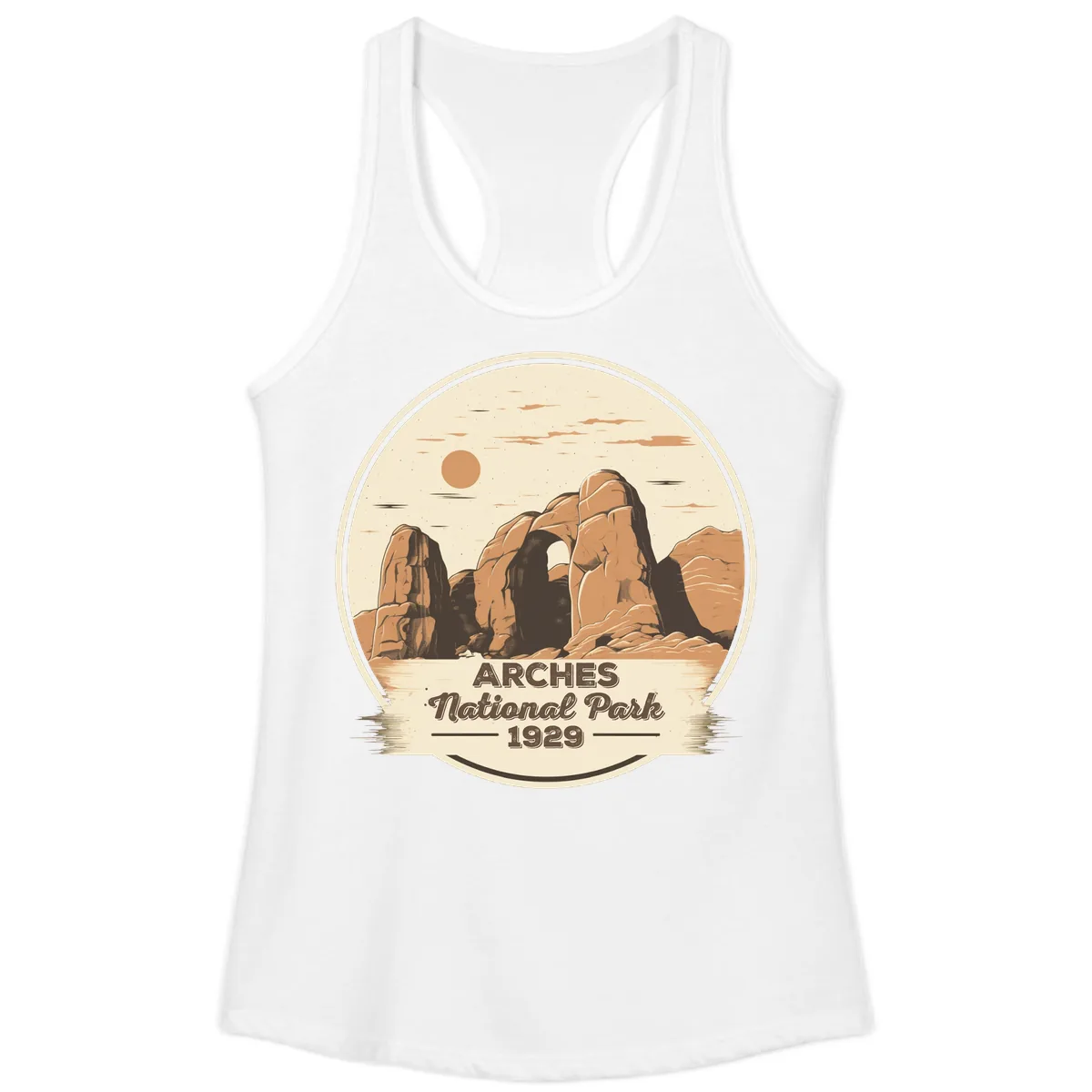 Arches National Park 1929 Badge Ladies Tank in White